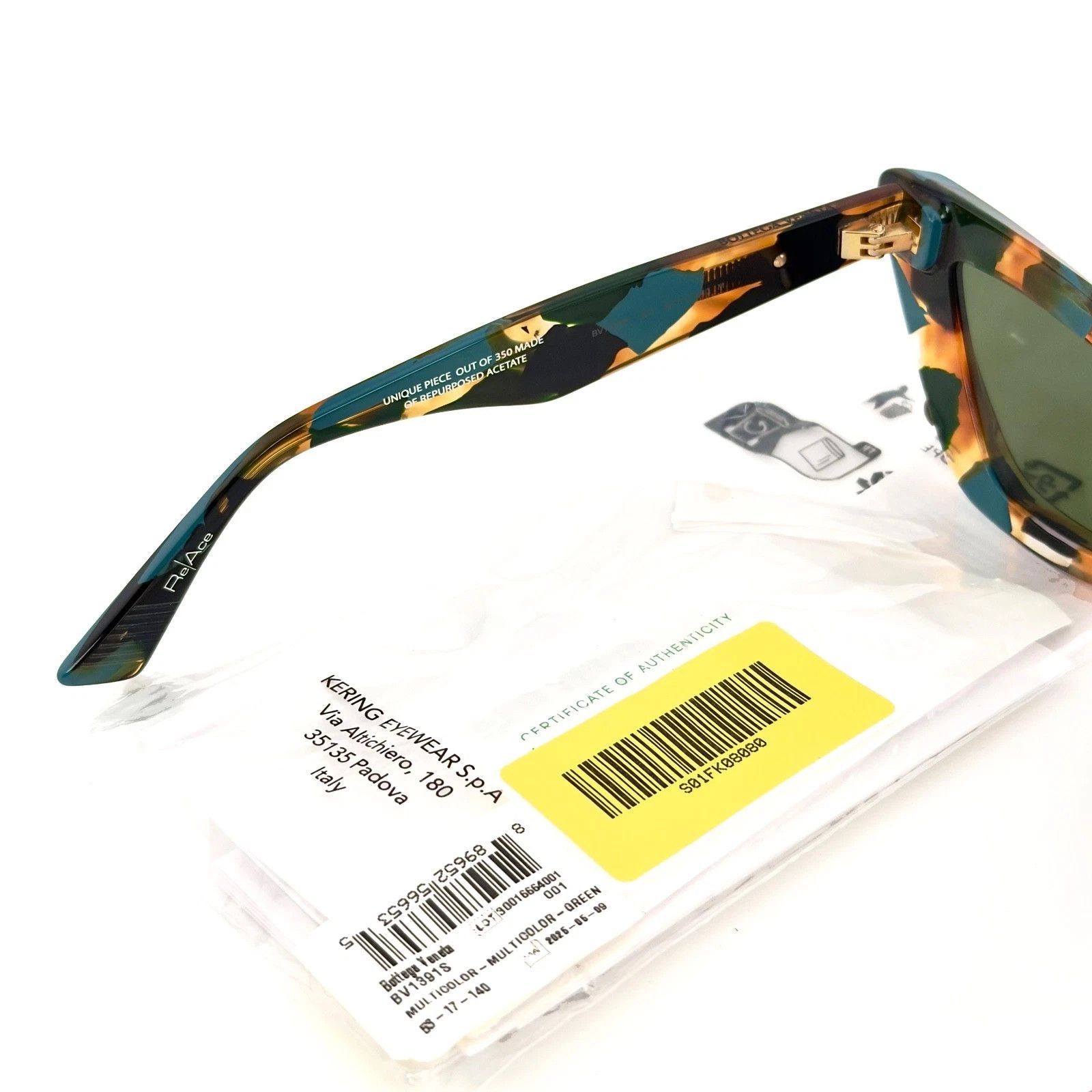 Bottega Veneta BOTTEGA VENETA 1391 ReAce BV1391S Green Ribbon Sunglass 001 Size ONE SIZE - 6 Thumbnail
