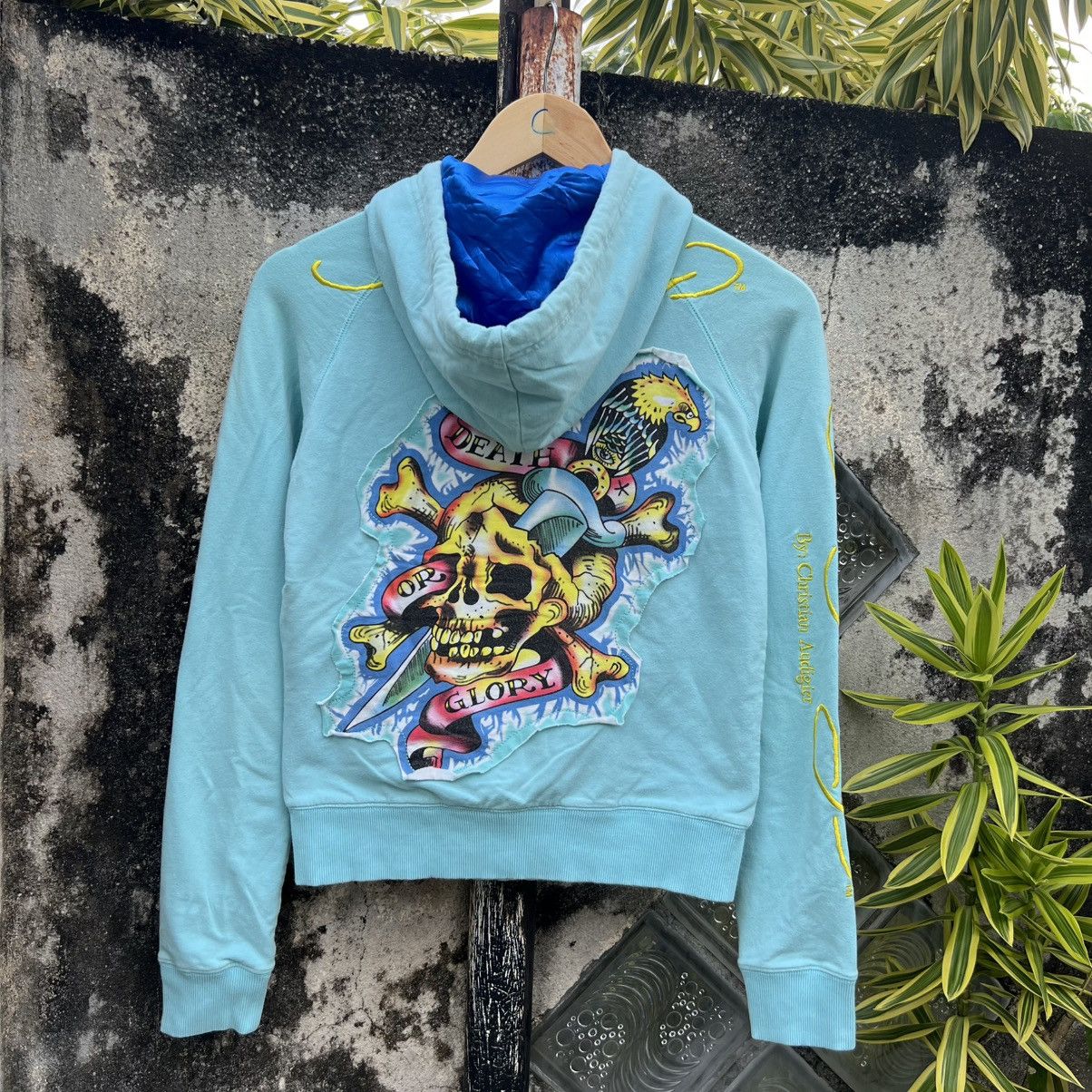 Ed Hardy “ED HARDY” NEON BLUE ZIP UP HOODIE Size XS / US 0-2 / IT 36-38 - 1 Thumbnail