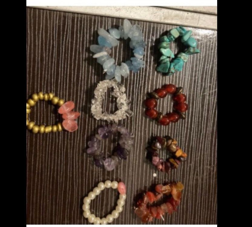 Other Gemstone chip beaded rings Size ONE SIZE - 1 Thumbnail