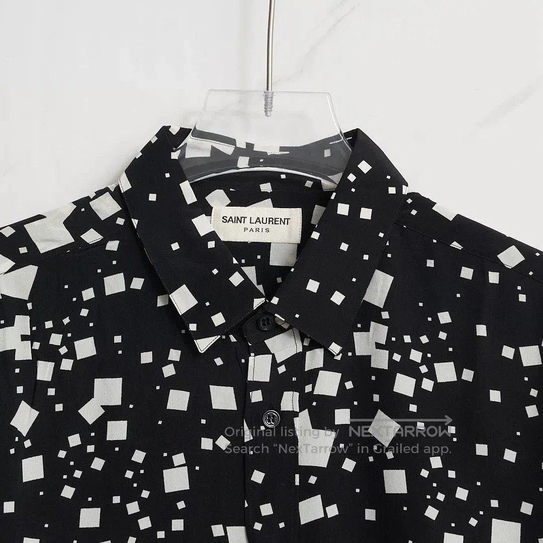 Saint Laurent Paris Saint Laurent Men's Square-Patterned Shirt. Size US XS / EU 42 / 0 - 2 Thumbnail