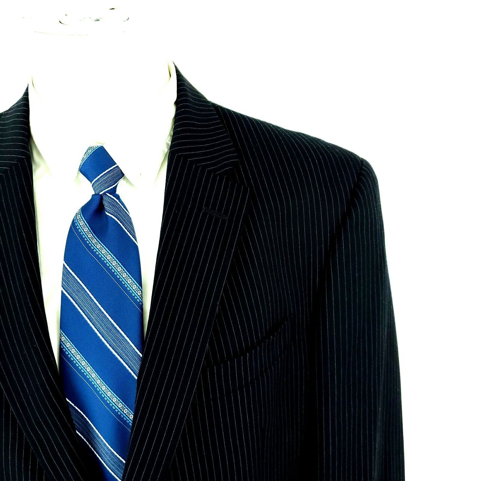 Tommy Hilfiger Tommy Hilfiger Wool 2 Button 2 Piece Suit 40R Blue Herringbo Size 40R - 3 Thumbnail