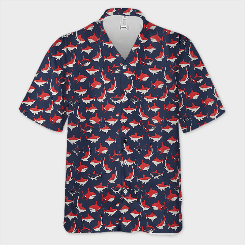 The Unbranded Brand Shark Print Cotton Short Sleeve Shirt Size US S / EU 44-46 / 1 - 2 Thumbnail