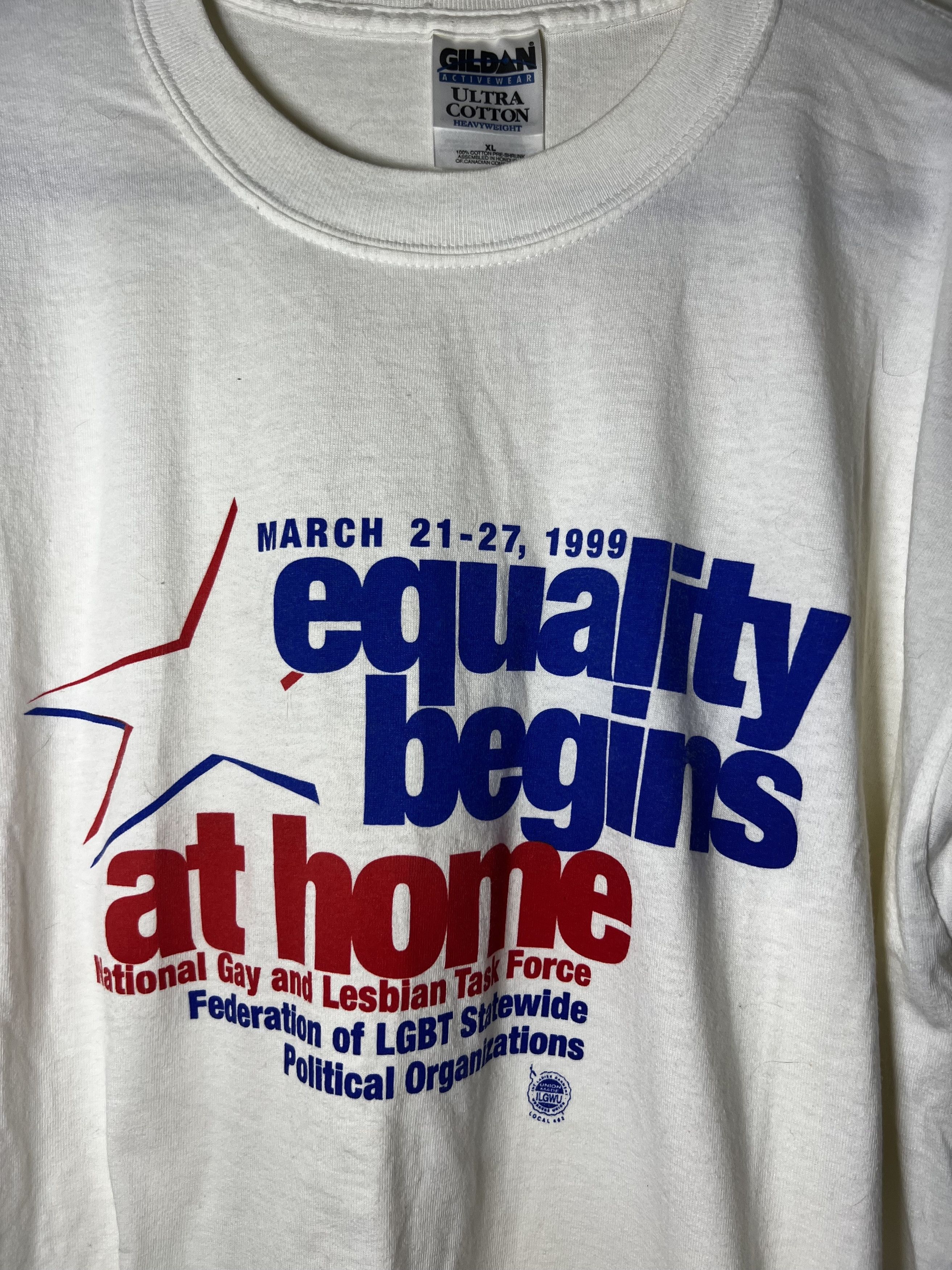 Vintage Vintage 1999 LGBT Equality Begins at Home Political T-Shirt Size US XL / EU 56 / 4 - 2 Thumbnail