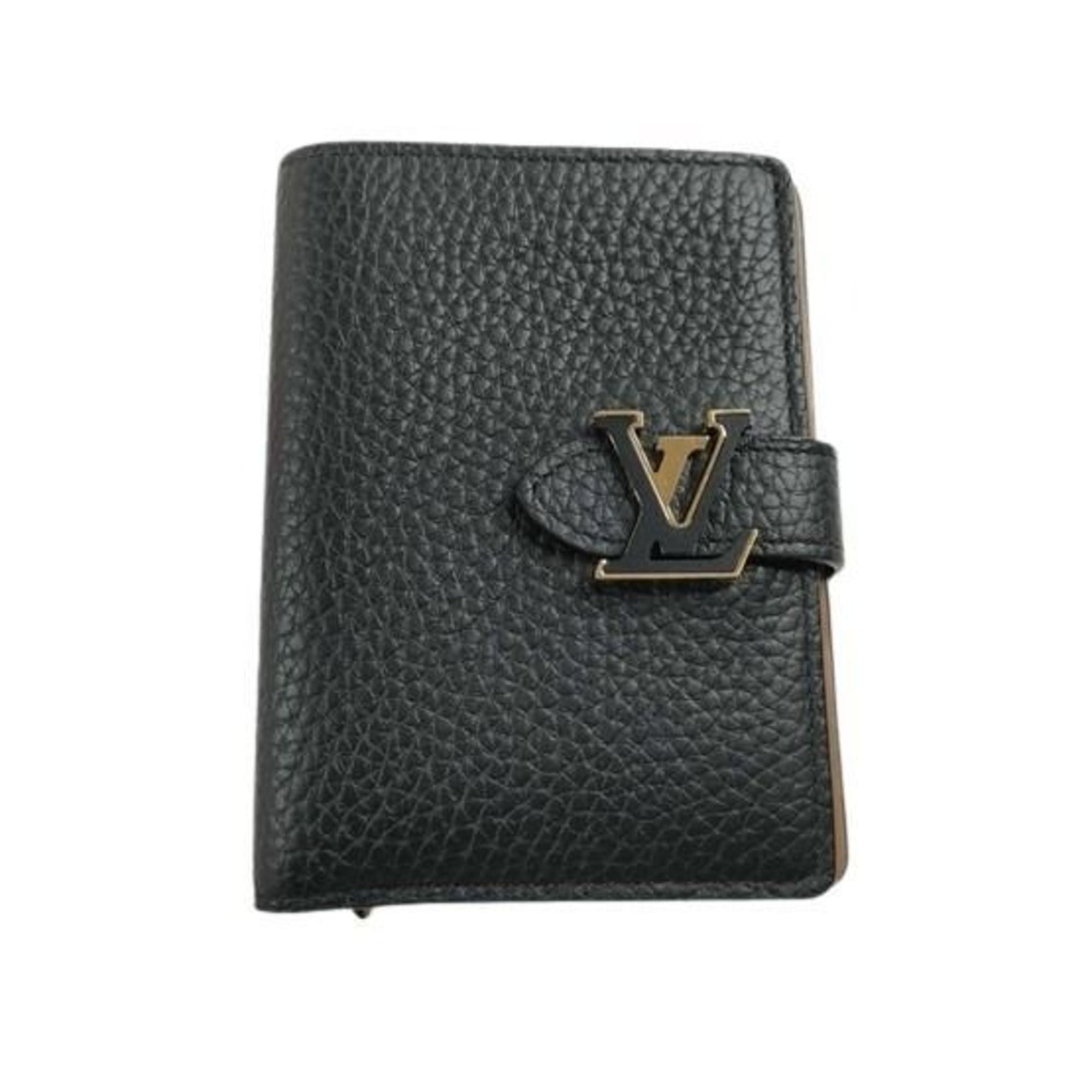 Louis Vuitton Louis Vuitton Bi-fold Wallet LV Vertical Compact M81561 Noir Taurillon Leather Women's Size ONE SIZE - 1 Thumbnail