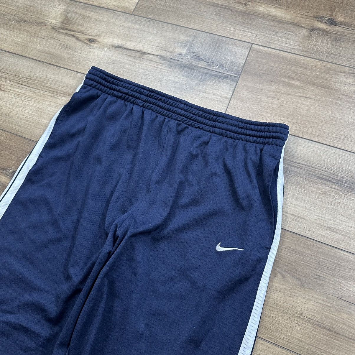 Nike Vintage 2000s Y2K Nike Navy Striped Wide Leg Track Pants Size US 35 - 4 Thumbnail