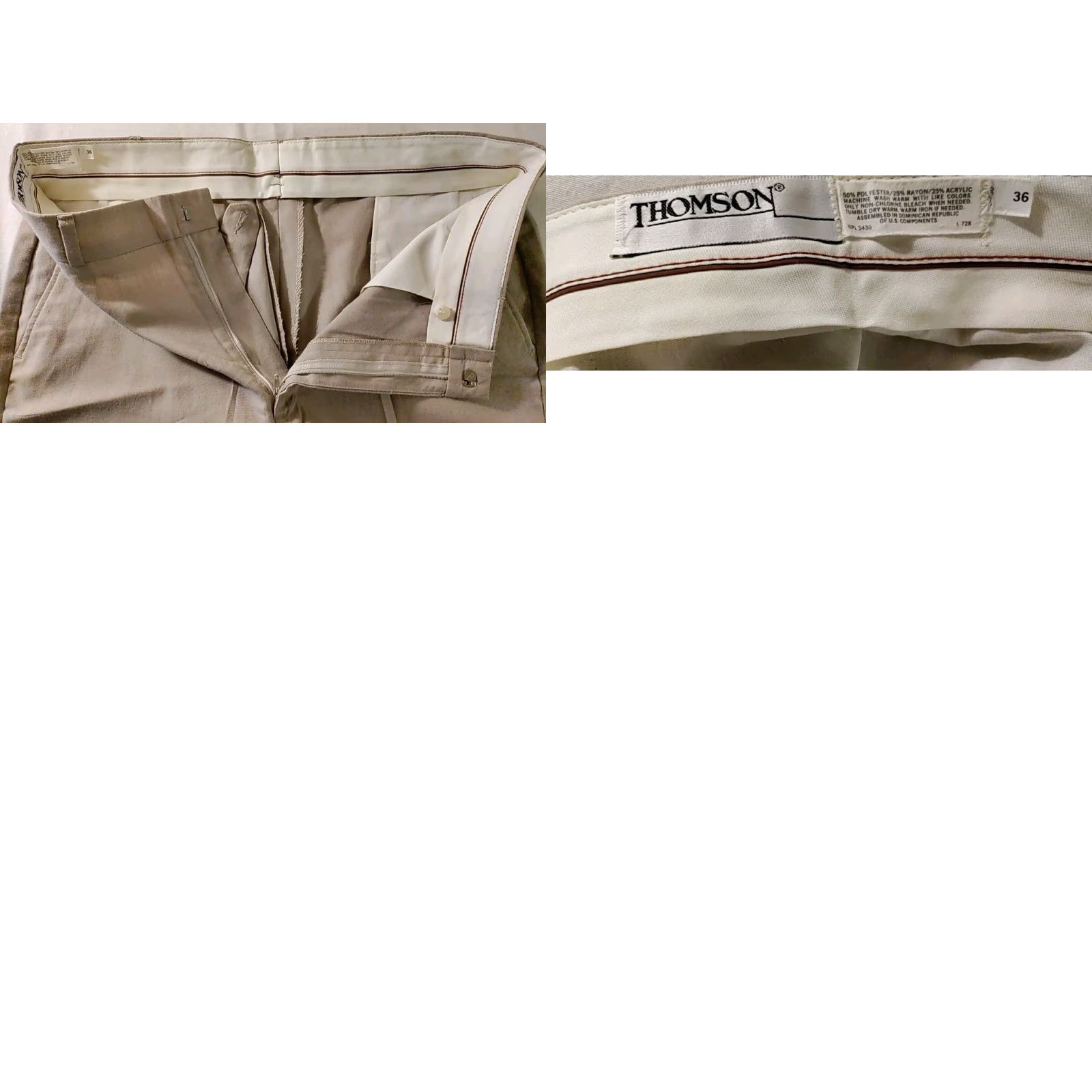 VINTAGE Thomson Dress Pants 36x31.5 Brown Polyester Rayon Acrylic Flat  Front 5-Pocket Regular Inseam 32 Men Pants NWOT Rare - joarbit.com