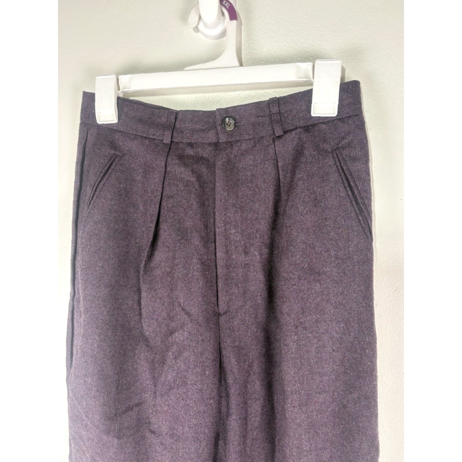 Vintage VINTAGE Ashley Brooke Women's Dress Pants Wool Pleated High-Rise 11-12 Purple 90s Retro Business Casual Size 32" / US 10 / IT 46 - 2 Thumbnail