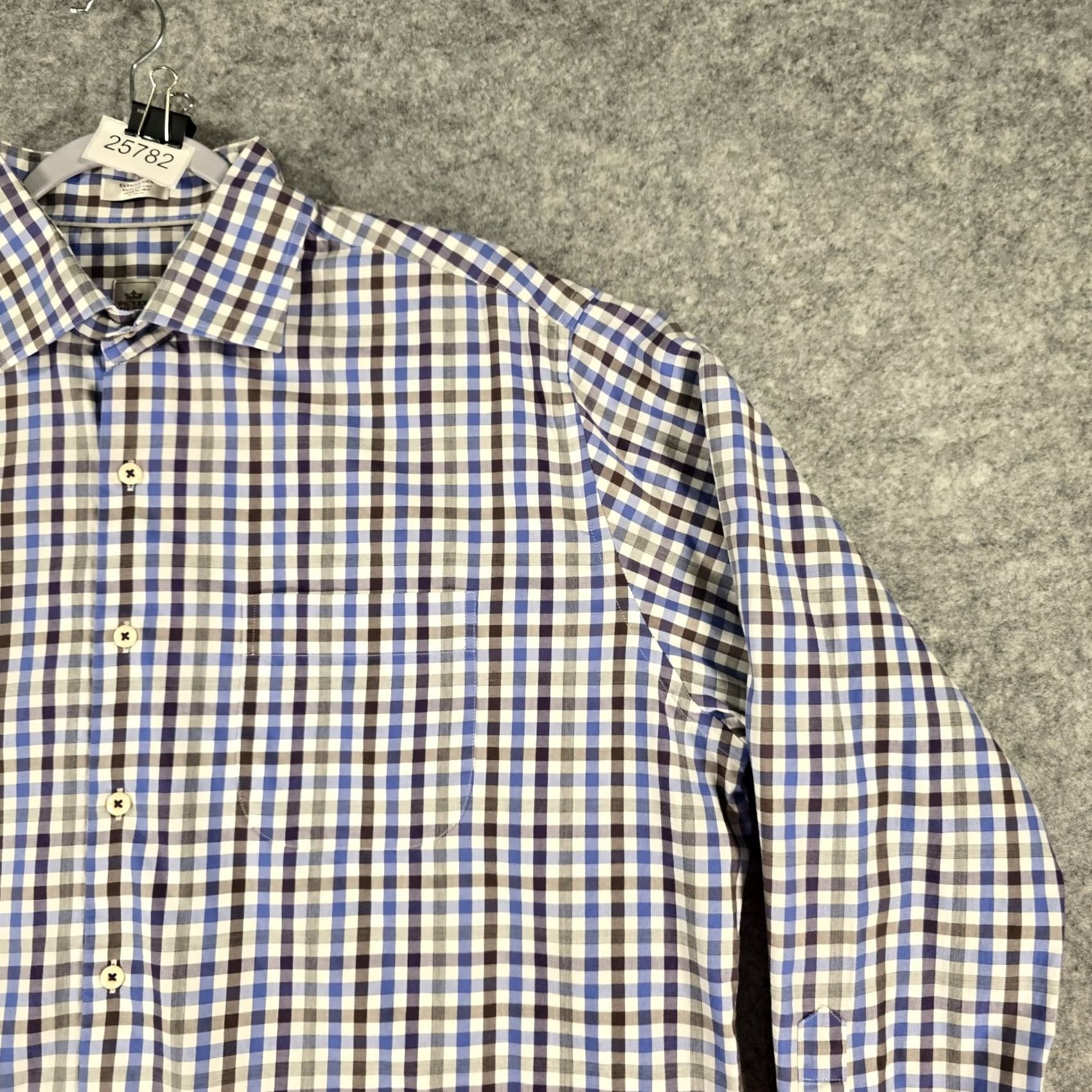 Peter Millar Peter Millar Shirt Mens XL Button-Up Blue Purple Gray Check Gingham Plaid Size US XL / EU 56 / 4 - 6 Thumbnail