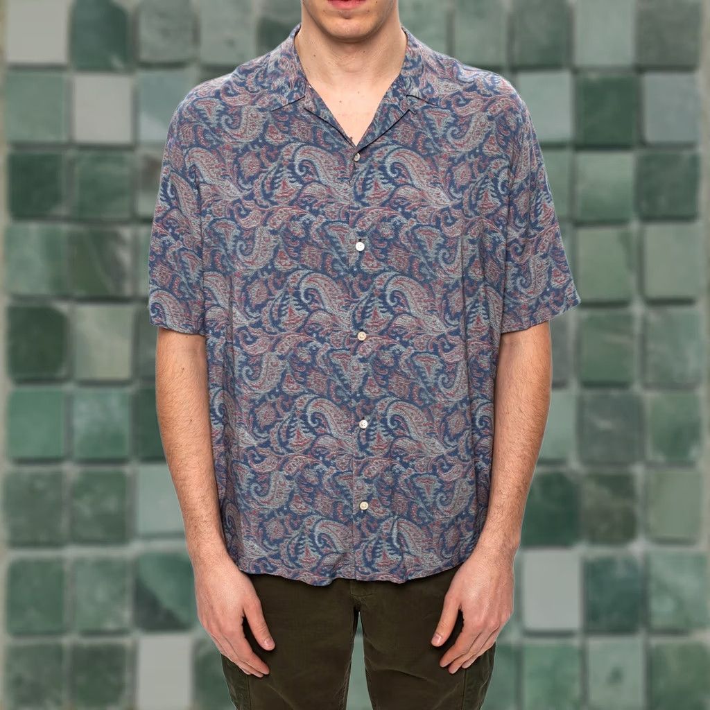 Allsaints VINTAGE? NO — ALLSAINTS Transmission Relaxed Fit Shirt Men Medium Paisley Floral Loop Collar Shirt Size US M / EU 48-50 / 2 - 1 Thumbnail