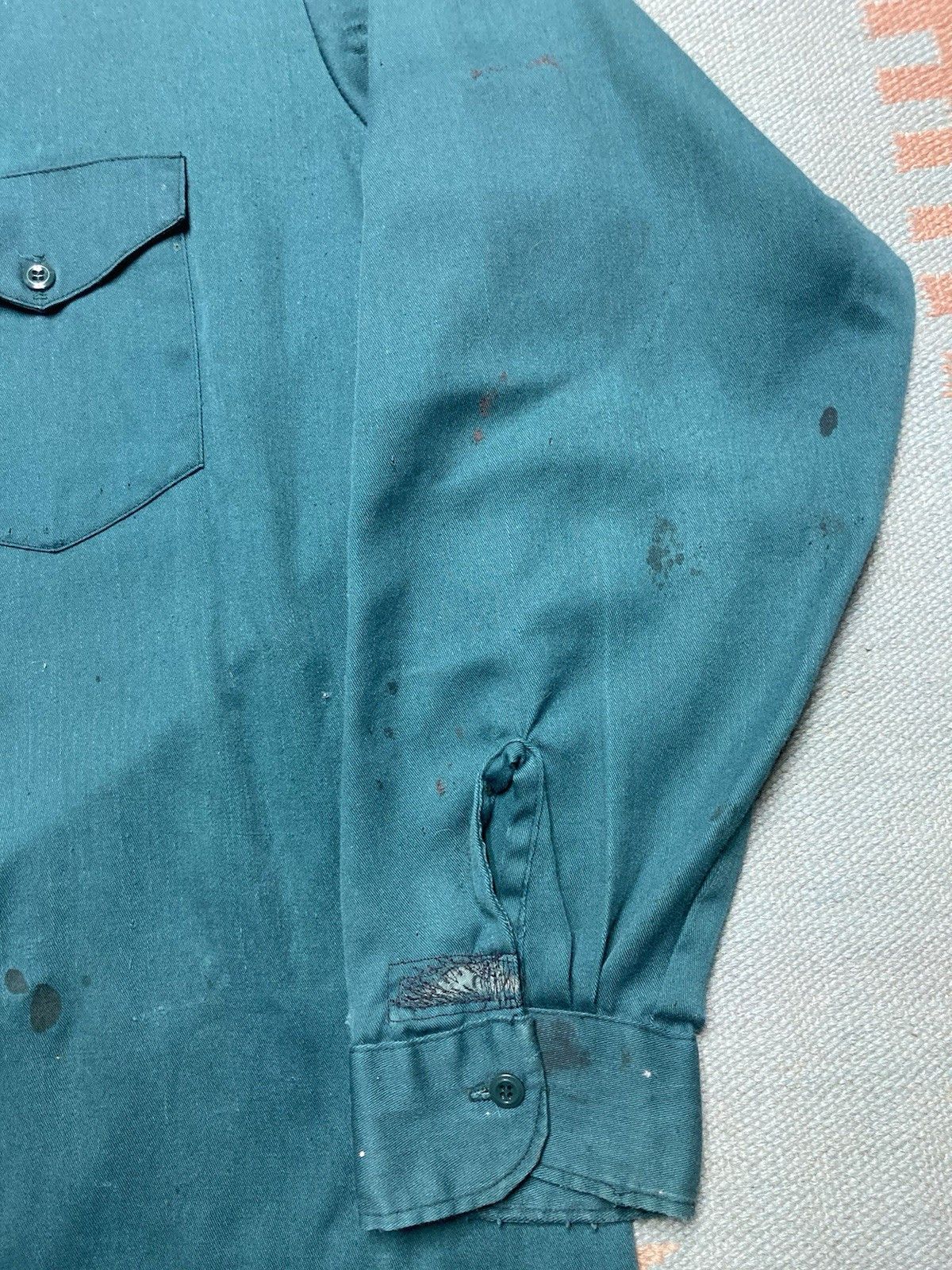 Vintage 70s sleeve work shirt chino twill workwear distressed XL Size US XL / EU 56 / 4 - 4 Thumbnail
