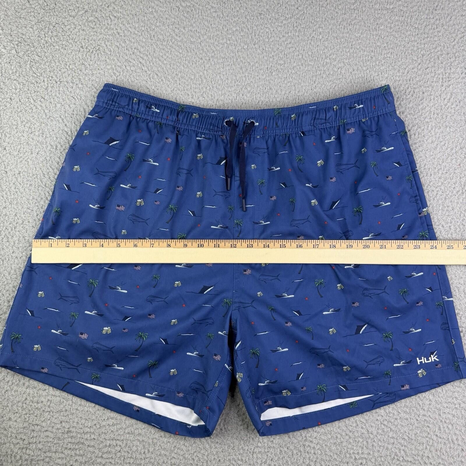 Other Huk Blue Swim Trunks Tropical USA Men's XXL Performance Size US 40 / EU 56 - 11 Thumbnail