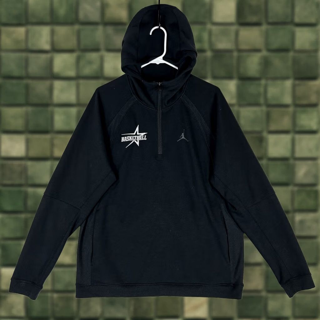 Nike Nike Air Jordan Hoodie Mens Large Black Lightweight Pullover Basketball Sweatshirt Zip 1/2 1/4 Zip Hooded All Seasons Size US L / EU 52-54 / 3 - 1 Thumbnail