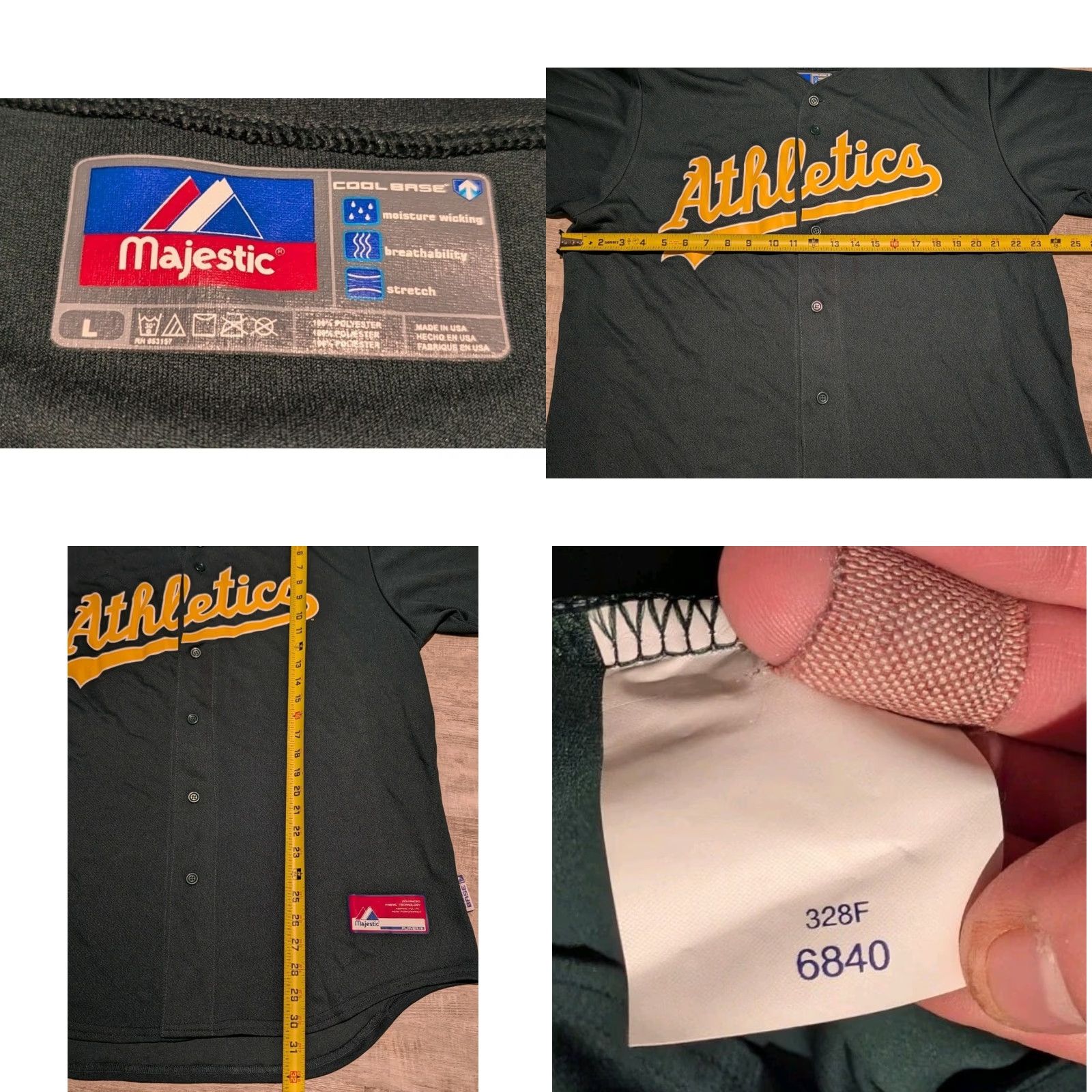 MLB VINTAGE Majestic Coolbase Baseball Jersey Oakland Athletics A's MLB Green L USA Made EUC Mens Shirt Size US L / EU 52-54 / 3 - 8 Thumbnail
