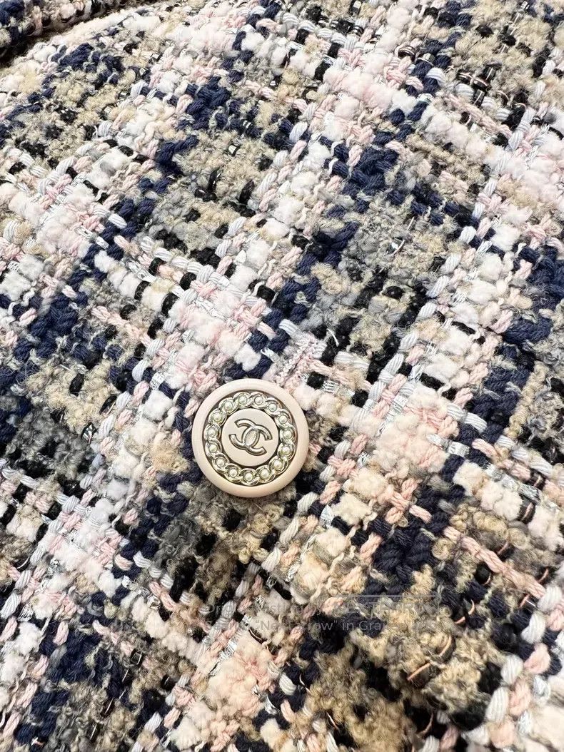 Chanel Chanel Blue and gray plaid cloak-style woven jacket Size XXS / US 00 / IT 34 - 4 Thumbnail