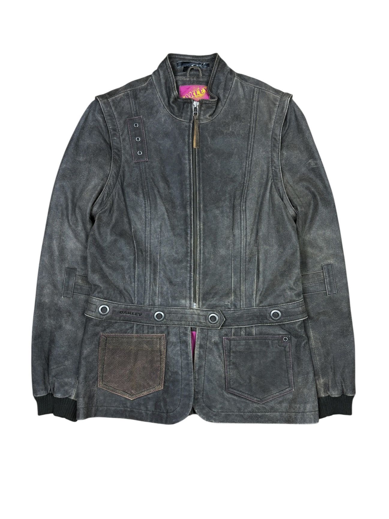 Oakley 2000s Oakley Detachable Distressed Industrial Leather Jacket Size M / US 6-8 / IT 42-44 - 2 Thumbnail