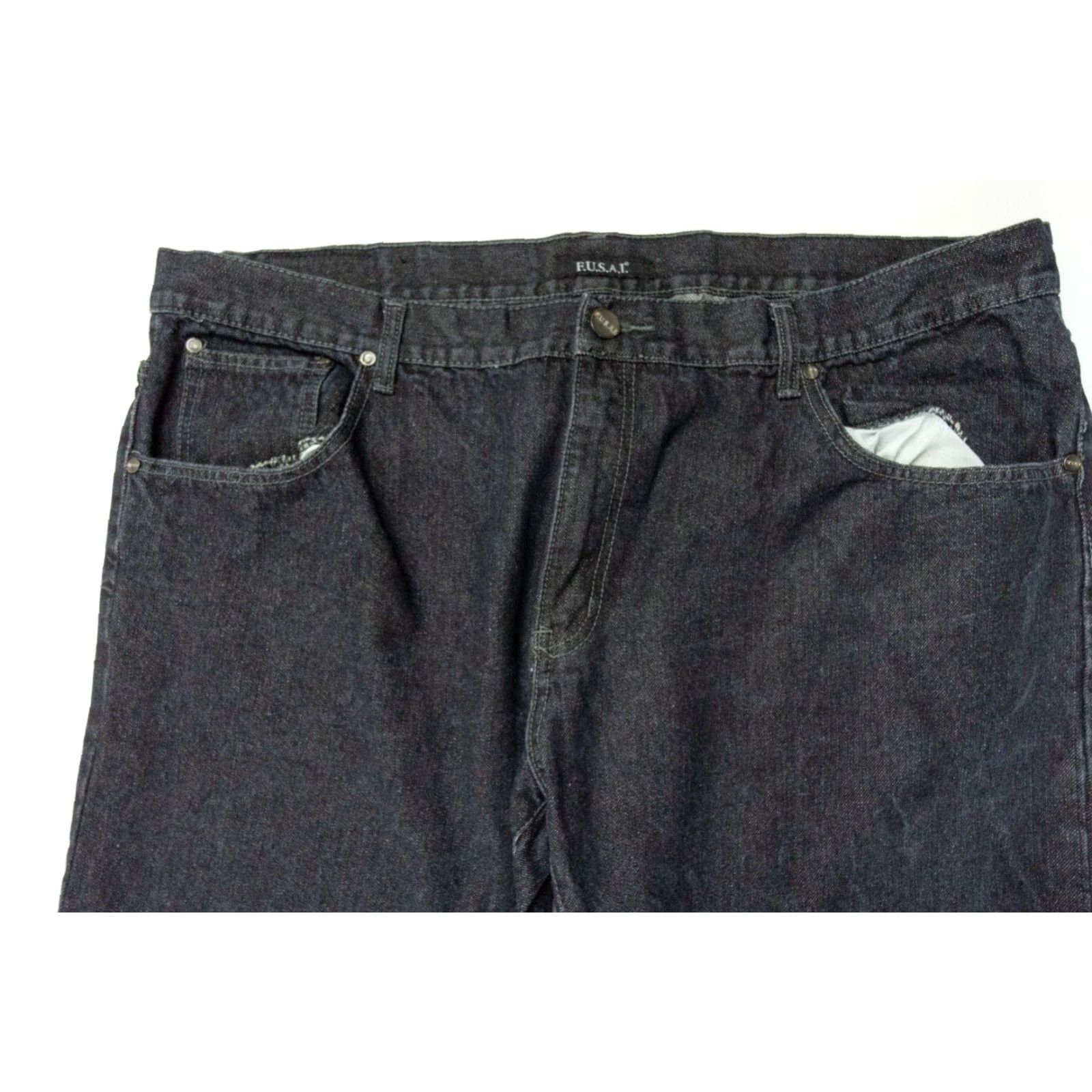 Denime VINTAGE FUSAI Jeans Men 5-Pocket Denim Pants 44x33 Black Wide-Leg Y2K Mens 44x33 Size US 44 / EU 60 - 2 Thumbnail