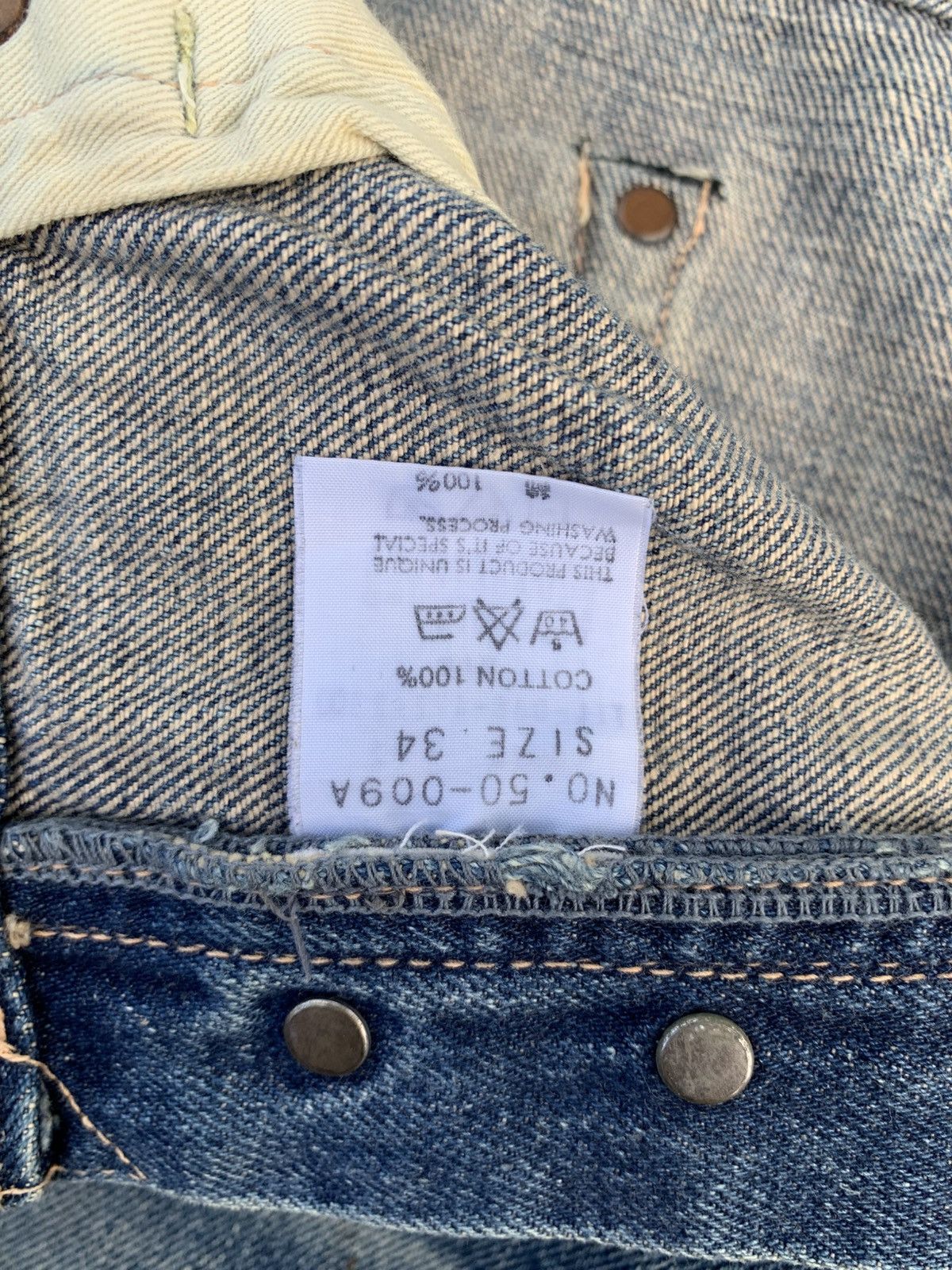OMNIGOD VINTAGE OMNIGOD 5009 SELVEDGE JAPANESE DISTRESSED DENIM Size US 33 - 15 Thumbnail