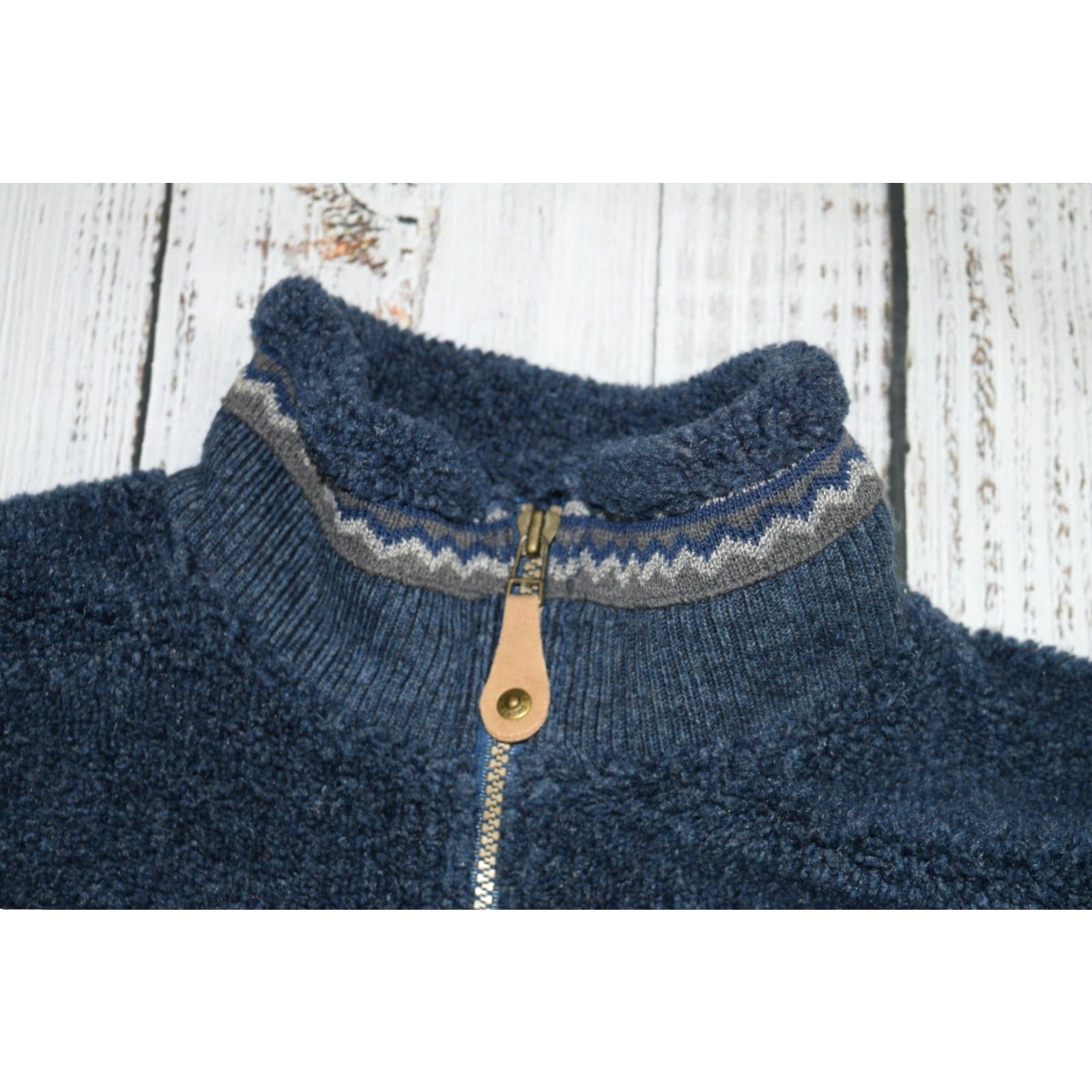 Vintage VINTAGE COLUMBIA MADE IN USA DEEP PILE FLEECE NAVY AZTEC SKI JACKET 90S WOMENS LARGE Size L / US 10 / IT 46 - 2 Thumbnail