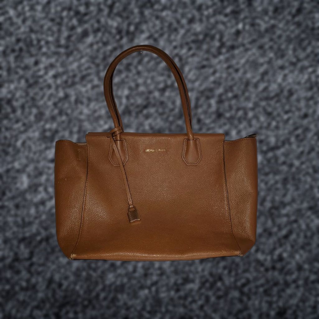 Michael Kors Michael Kors Signature-Mercer Large Leather Satchel Purse Tan 30H6GM9S3L Size ONE SIZE - 1 Thumbnail