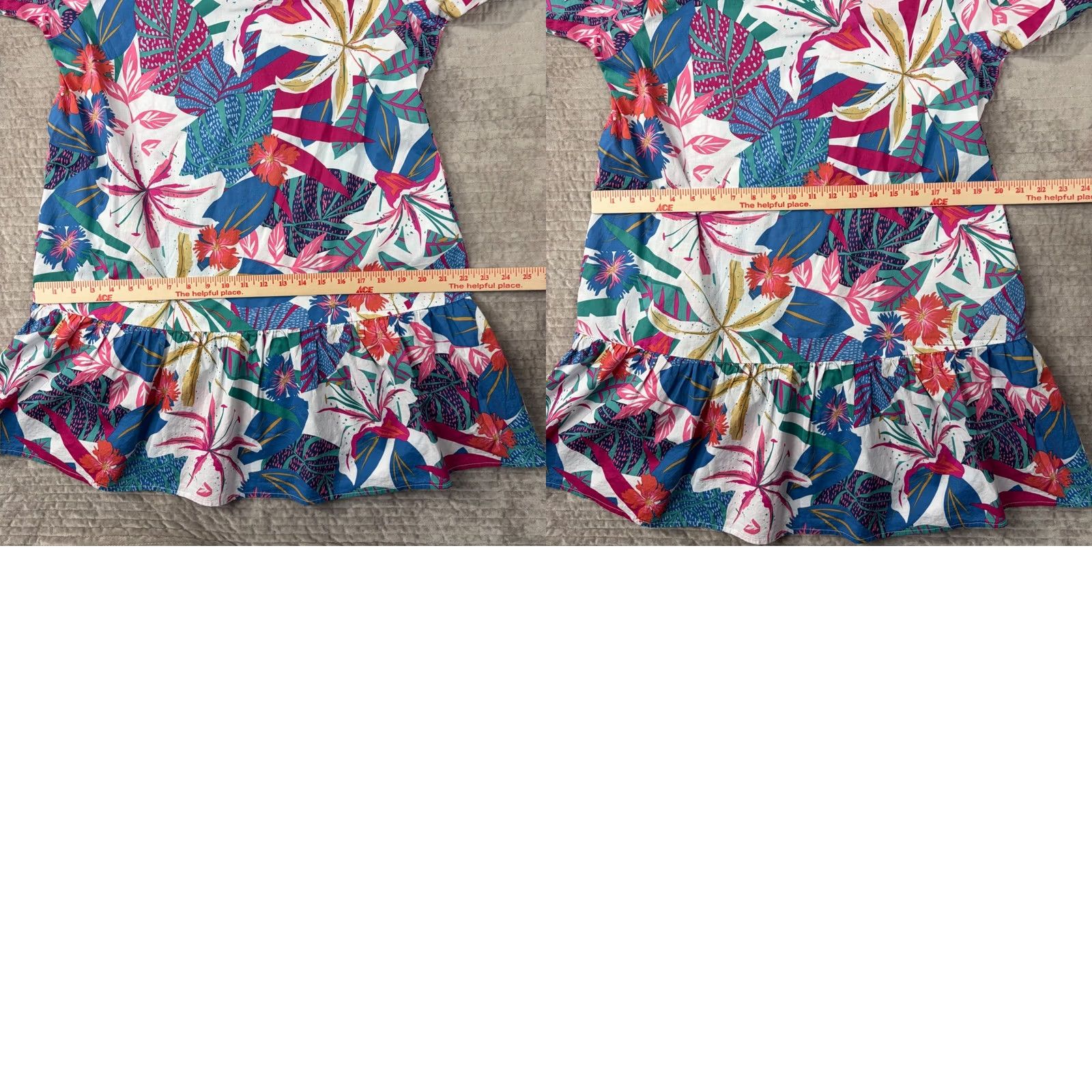Sundry Sundry Mini Sun All Day Dress Floral Ruffle Tiered Puff Sleeve Cotton Womens L Size L / US 10 / IT 46 - 8 Thumbnail