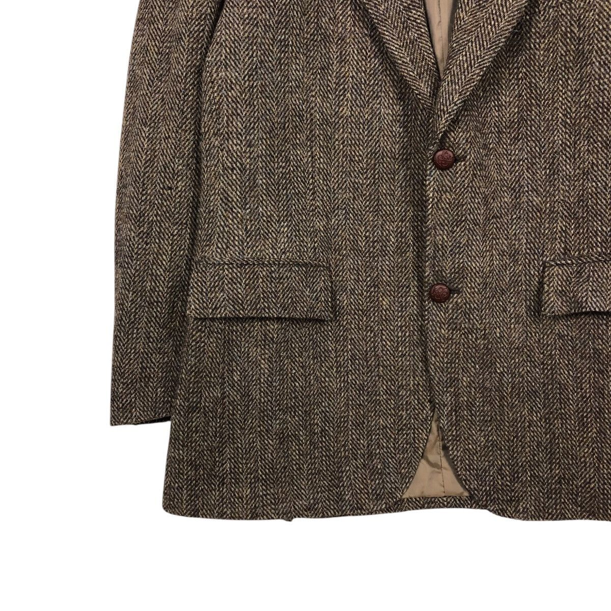Harris Tweed 🔥VINTAGE WOOL HERRINGBONE JACKET HARRIS TWEED DOUBLE BREAST Size US M / EU 48-50 / 2 - 6 Thumbnail