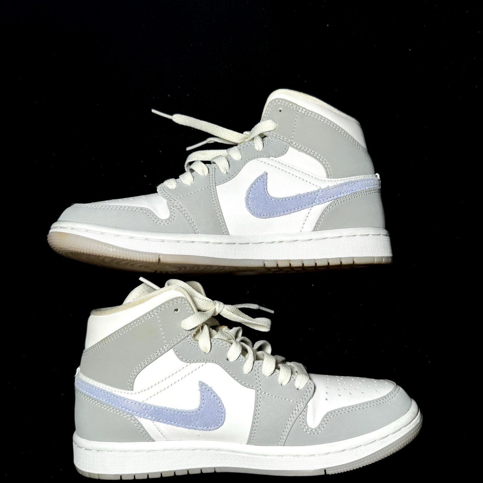 Jordan Brand × Nike Wmns Nike Air Jordan 1 Mid Wolf Grey Aluminum - Size 7 Size US 7 / IT 37 - 2 Thumbnail