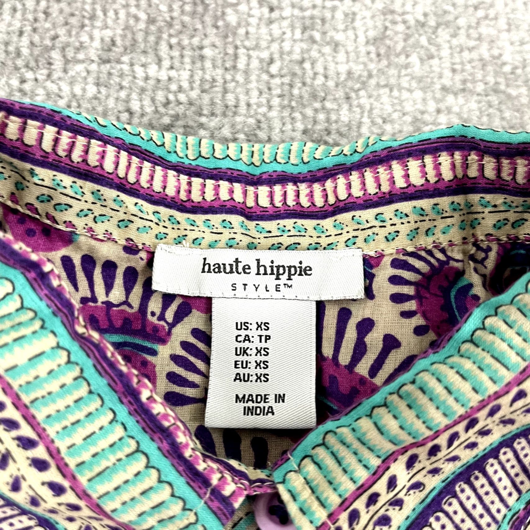 Haute Hippie Haute Hippie Women's Shirt XS Long Sleeve Button Up Geometric Pattern Casual Top Multicolor Festival Chic Size XS / US 0-2 / IT 36-38 - 2 Thumbnail