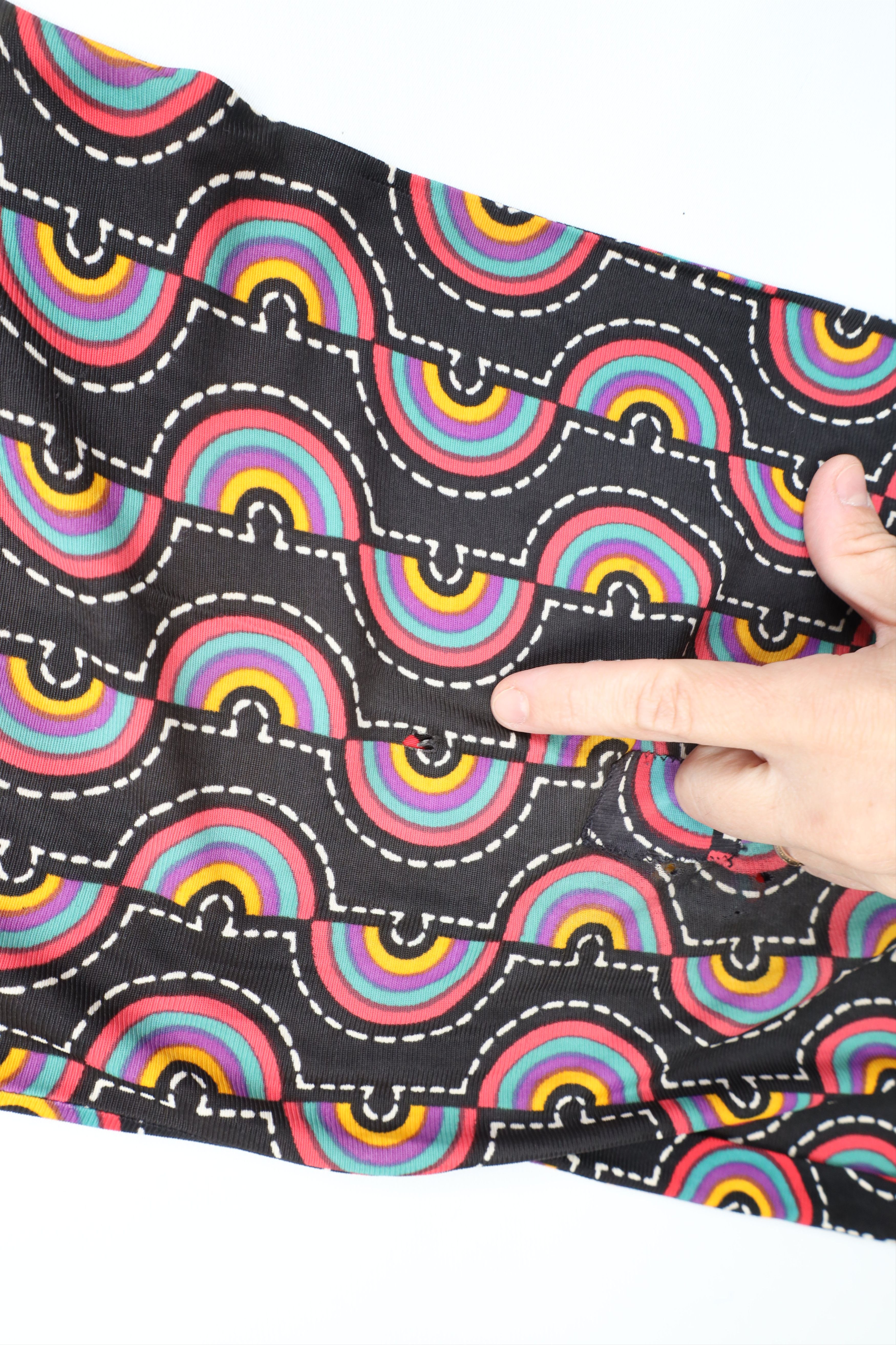 Vintage Vintage 60s 70s Rainbow Psychedelic Knit Bell Bottoms Pants Size 22" - 5 Thumbnail