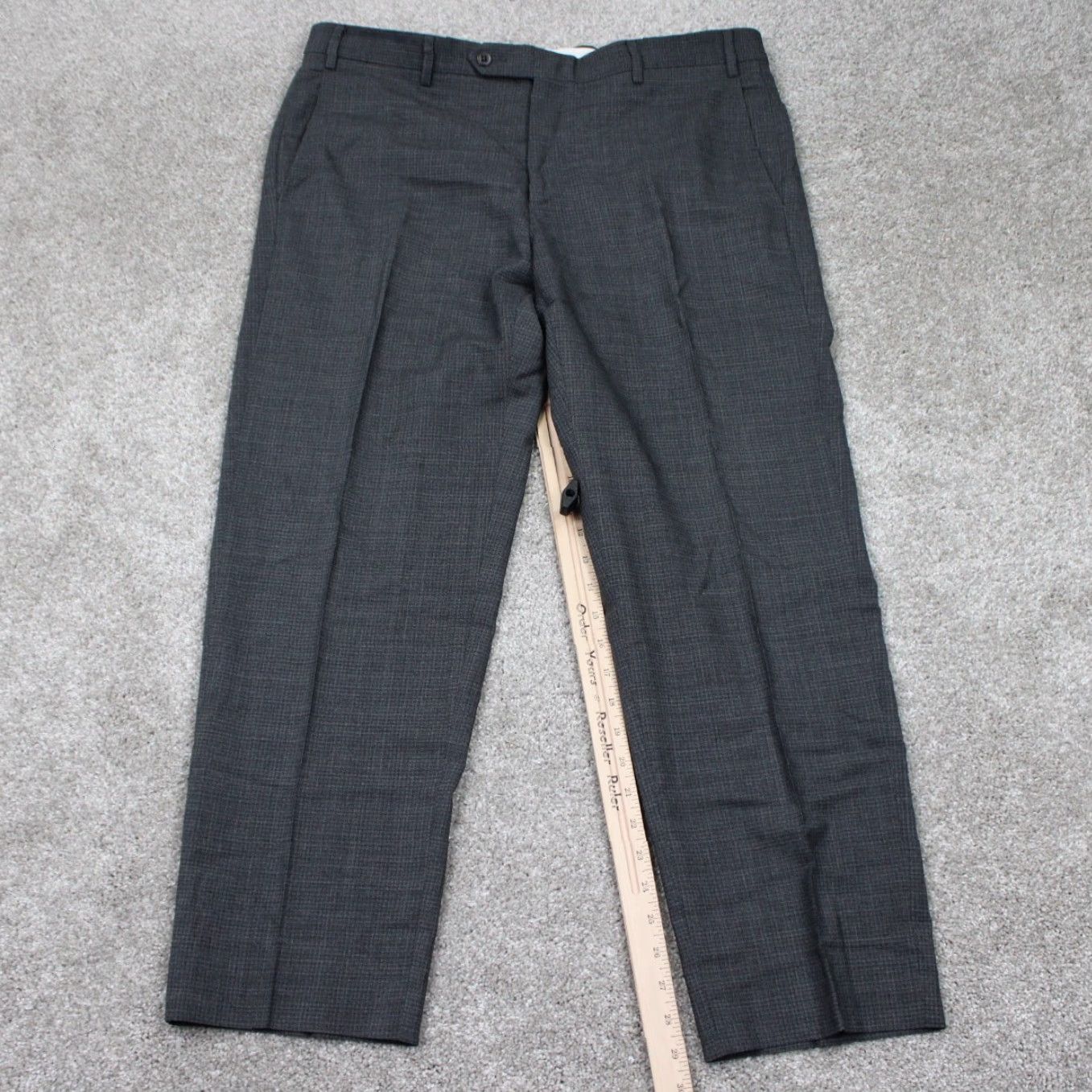 Zanella Zanella Devon Dress Pants Mens 36 Gray Flat Front 100% Wool w/ 30" inseam Size US 36 / EU 52 - 3 Thumbnail