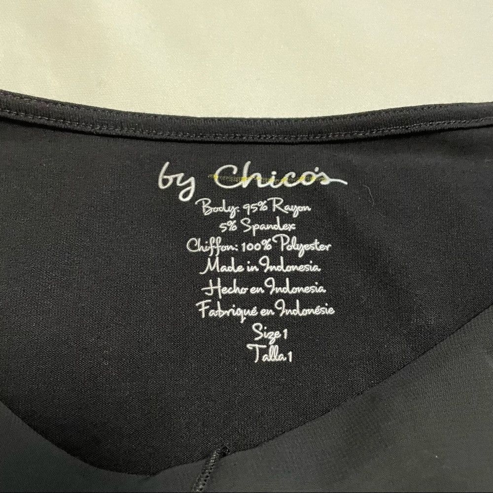 Chicos Chico's Knit Ruffle-Front Black Top Size 1 US M Size M / US 6-8 / IT 42-44 - 7 Thumbnail