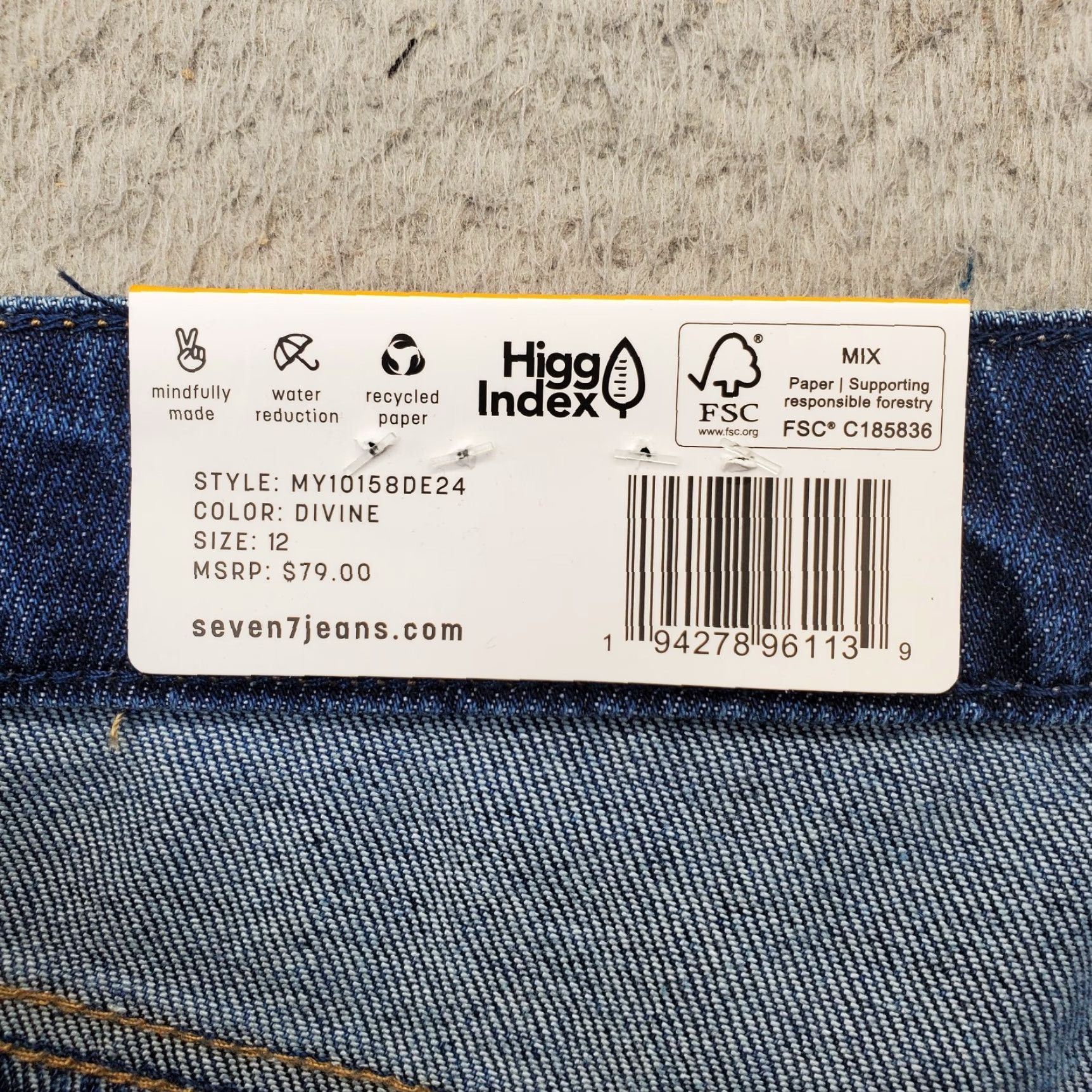 Vintage Seven7 Straight Leg Jeans Women 12 Blue Denim High Rise Through Hips 5-Pocket Design Regular Waist 28.25 Inseam NYT Size 34" / US 12 / IT 48 - 7 Thumbnail