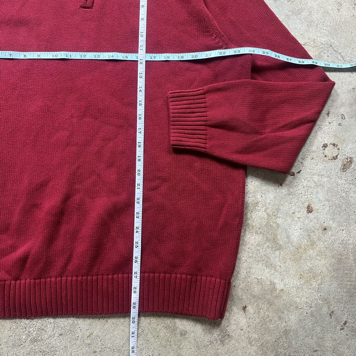 L.L. Bean VTG Red L.L. Bean Cotton Knit Quarter 1/4 Zip Sweater Size US XL / EU 56 / 4 - 5 Thumbnail