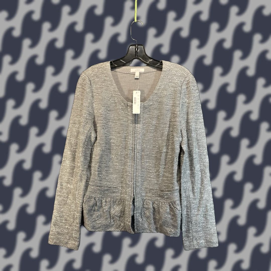 J.CREW Womens Long Sleeve Shirt Knit Blouse Top Size M Gray - Regular Fit Cotton Knit Blouse Basic Casual Sleeve