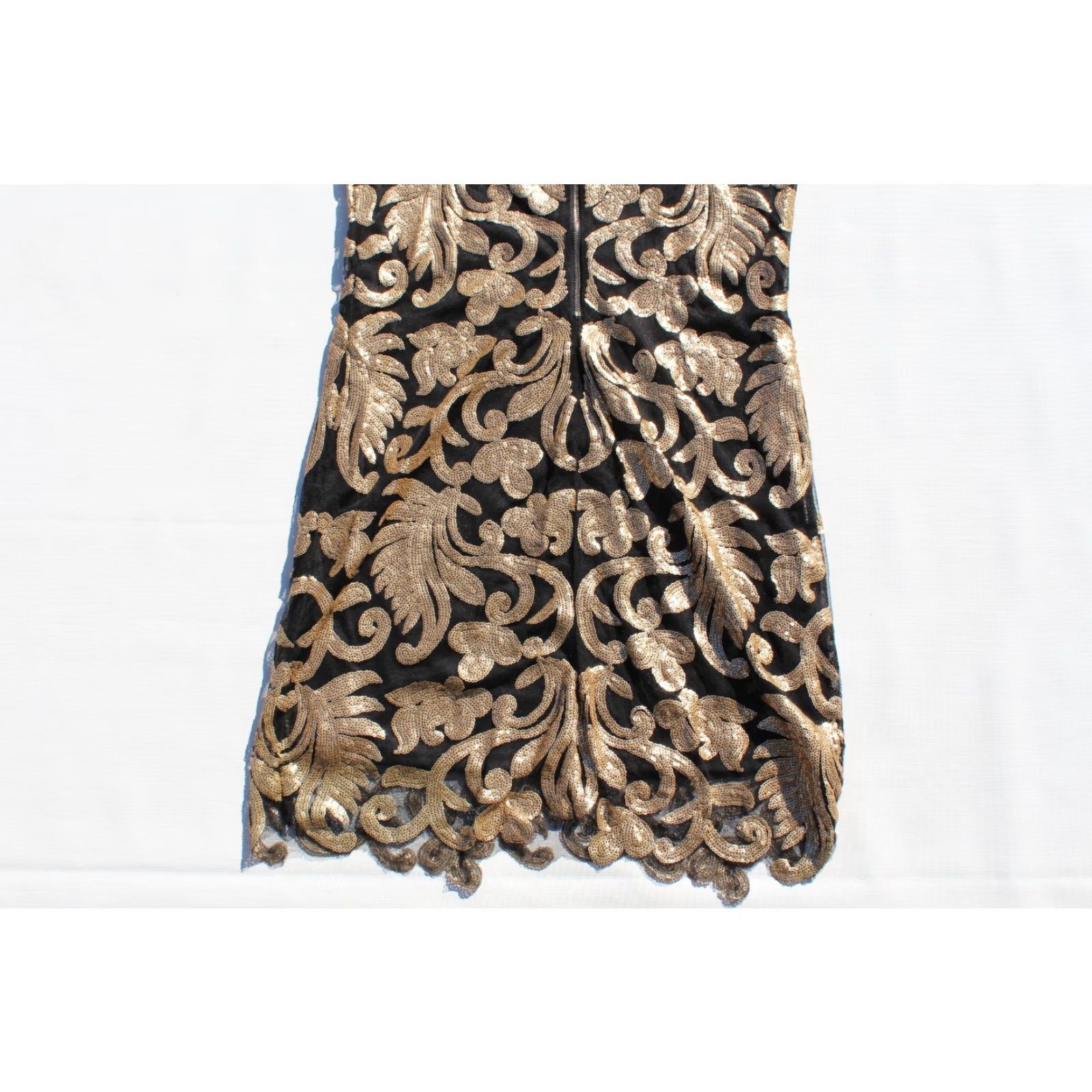 Vintage Holly Bracken Womens Cocktail Dress L Black Gold Sequin Zip Back New Size L / US 10 / IT 46 - 7 Thumbnail