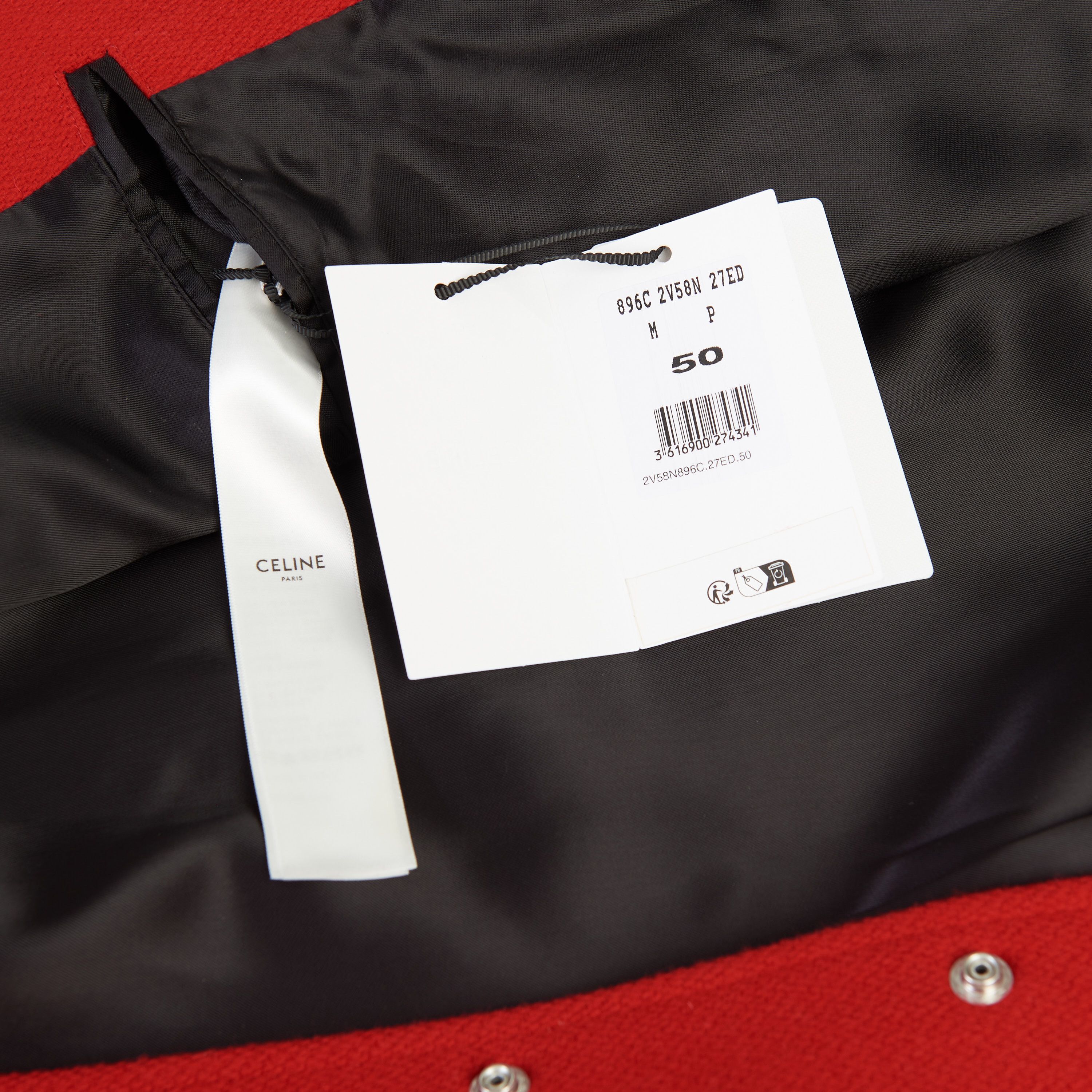 Celine Jackson Teddy Jacket - Red Textured Wool, 'C' Patch Size US M / EU 48-50 / 2 - 11 Thumbnail