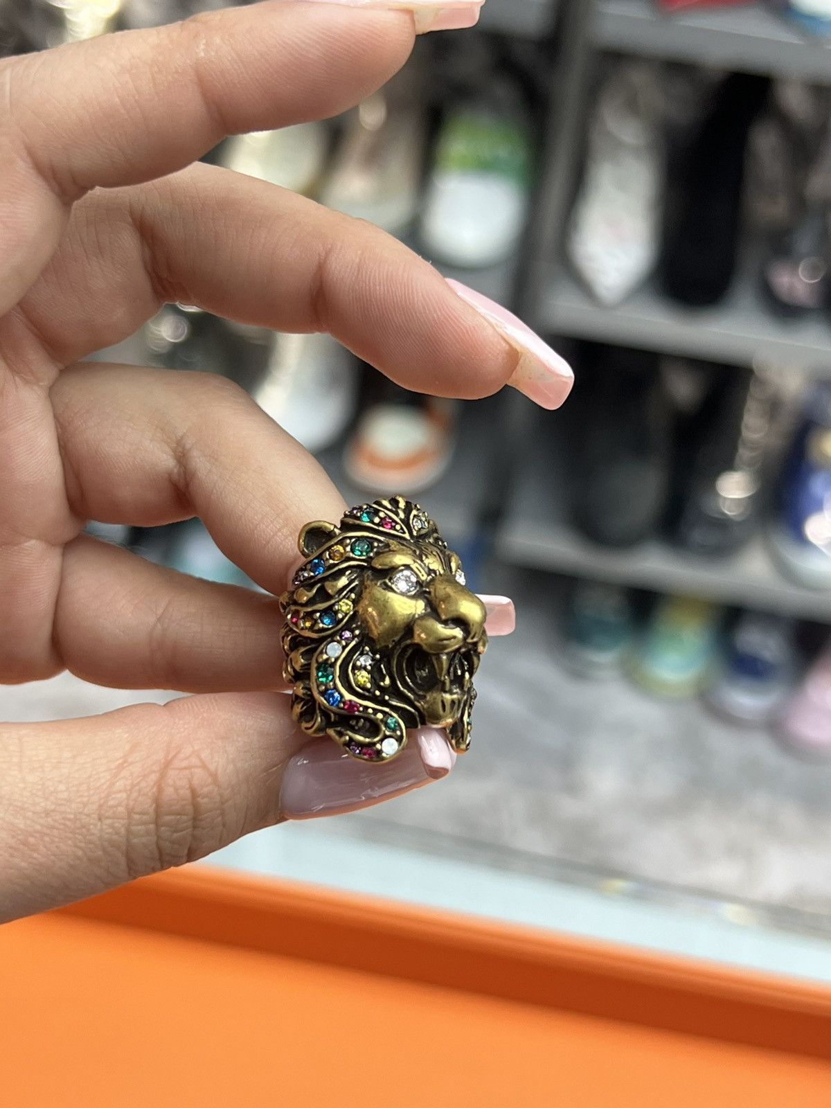 Gucci Gucci Crystal Lion Head Ring Size ONE SIZE - 5 Thumbnail