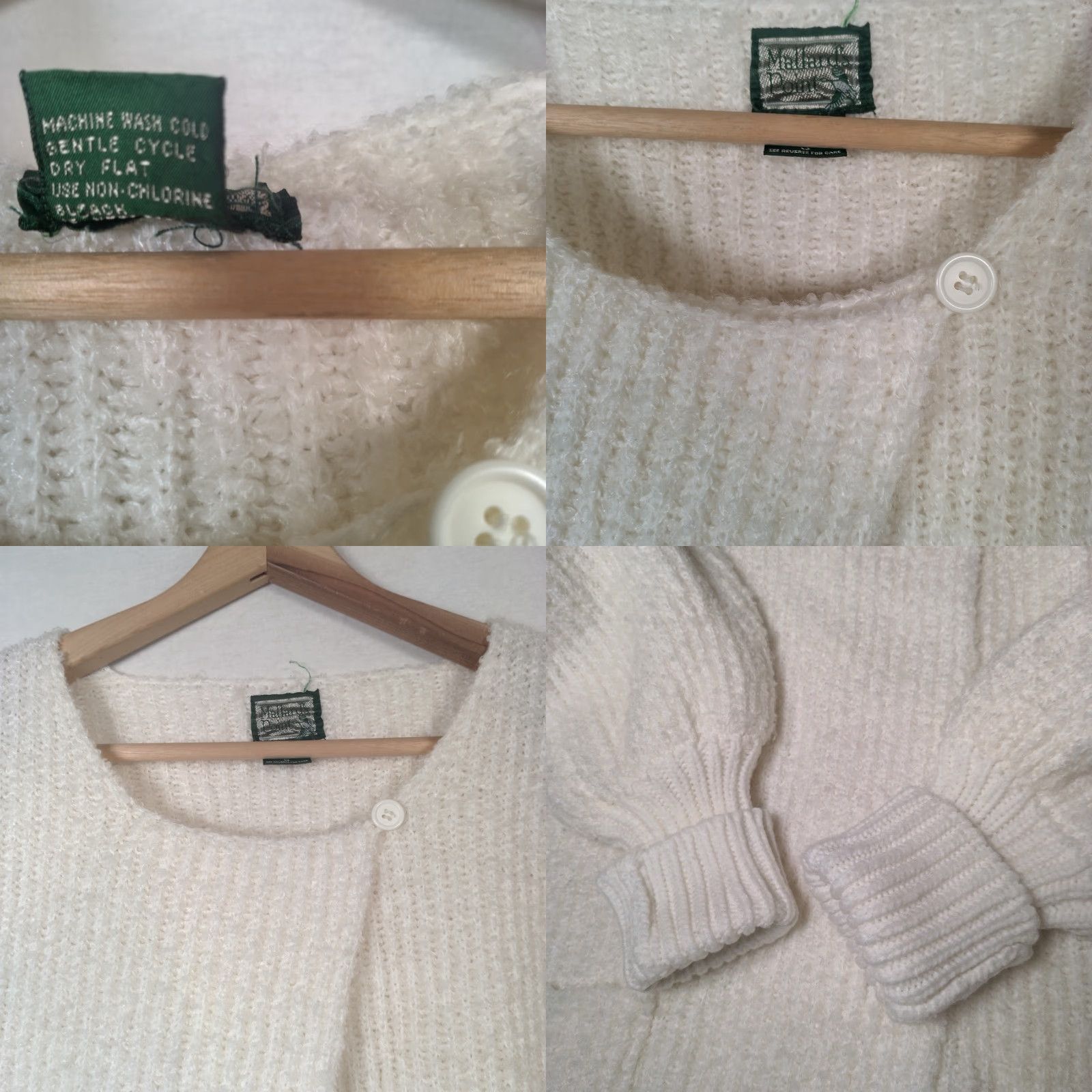 Vintage VINTAGE Mallard's Point Wrap Sweater Women Small Ivory Knit Long Sleeve Button Neck Ribbed Cream Fashion Ladies Size S / US 4 / IT 40 - 8 Thumbnail