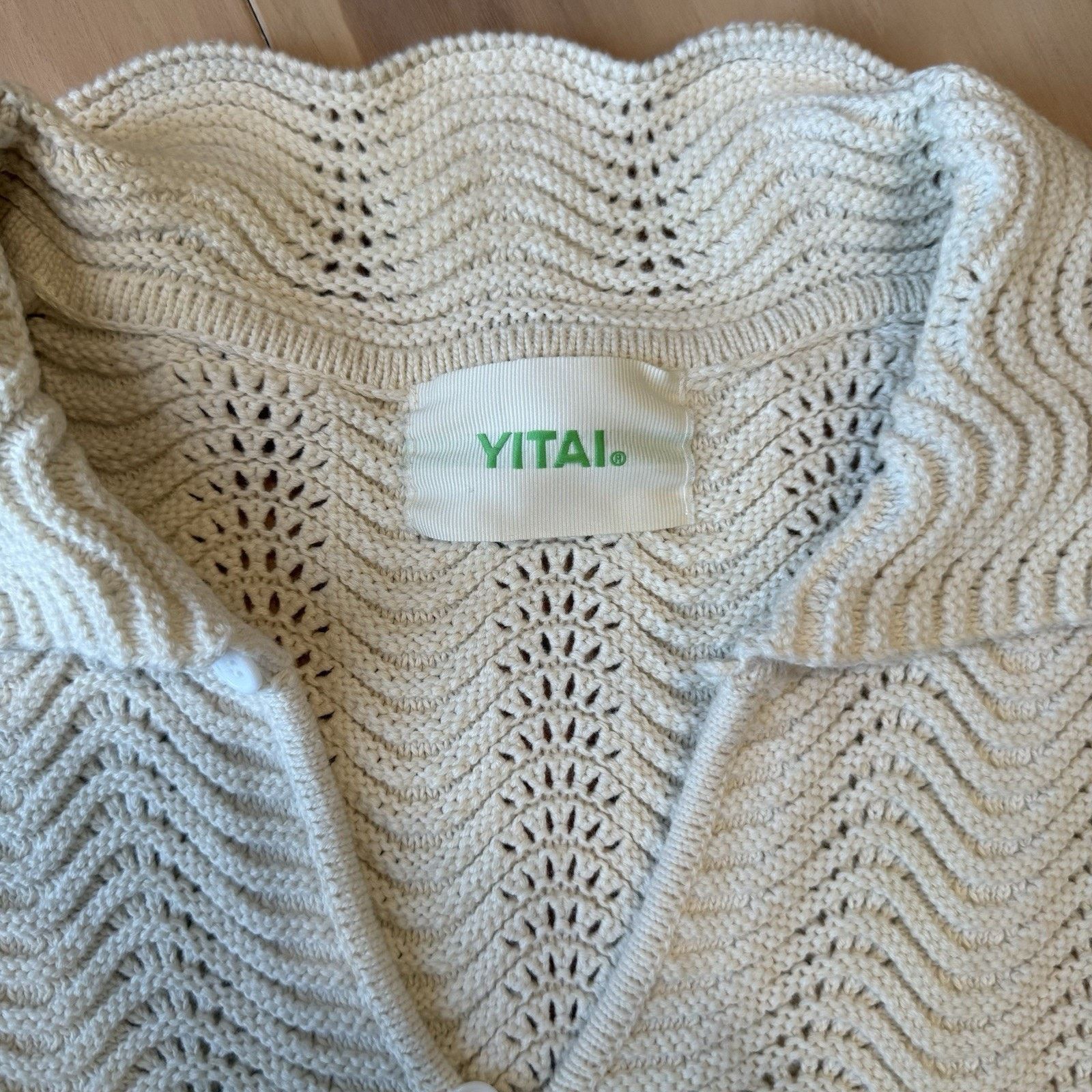 YITAI Yitai Shirt M Cream Knit Shale Stitch Button Up Minimalist Size US M / EU 48-50 / 2 - 8 Thumbnail