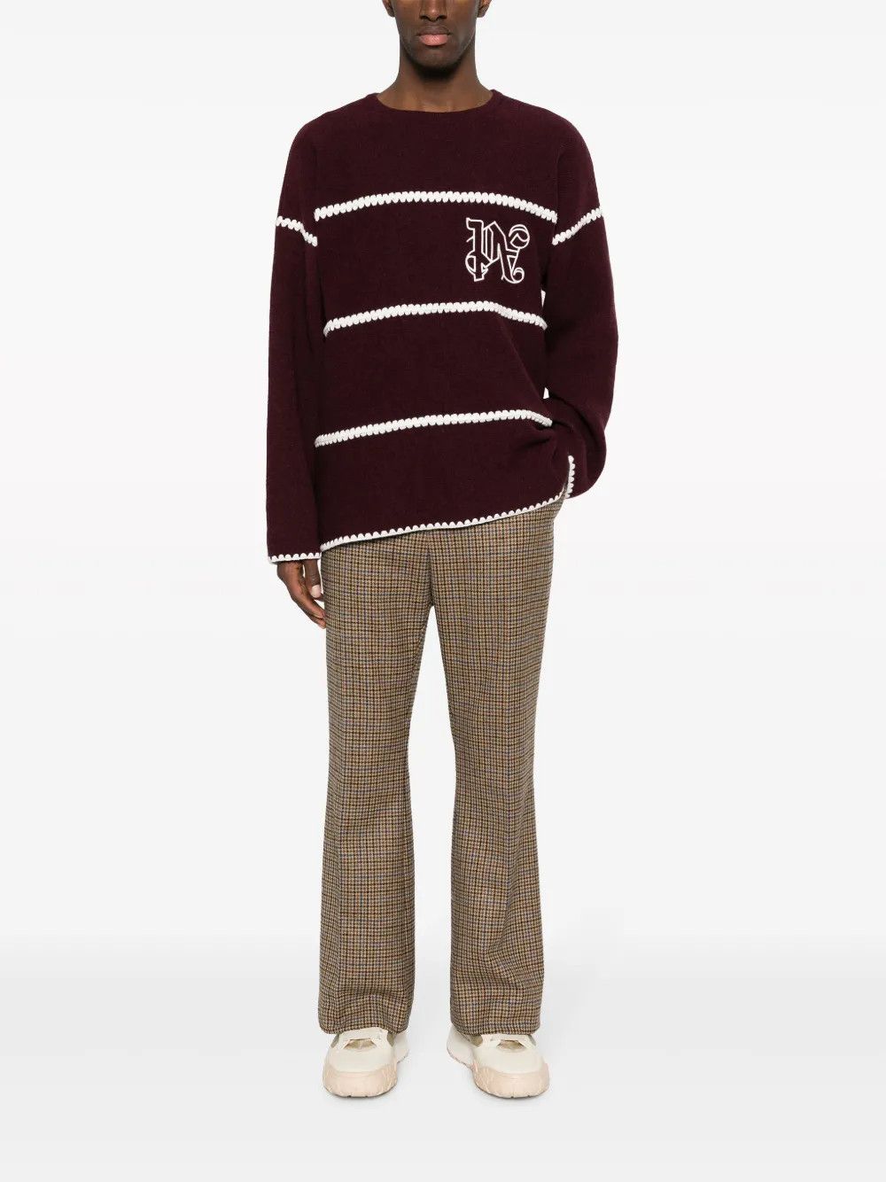 Palm Angels o1y0325 Logo Crewneck Sweater in Burgundy/White Size US S / EU 44-46 / 1 - 5 Thumbnail