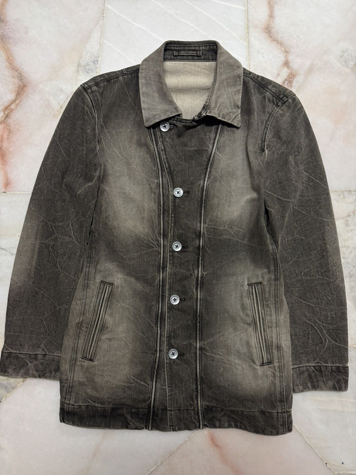 JUN MEN 💥INSANE💥VINTAGE 90s JUNMEN MUDWASH CLAWMARK DENIM JACKET Size US S / EU 44-46 / 1 - 4 Thumbnail