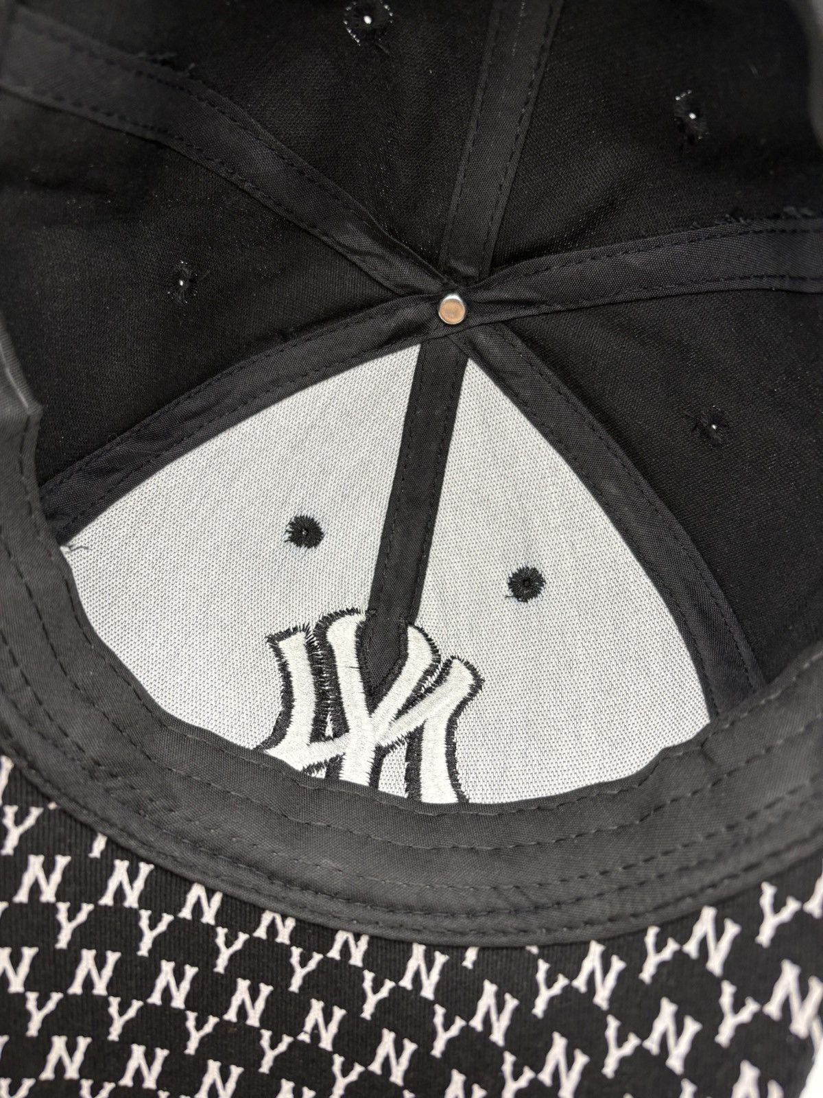 New York Yankees New York Yankees Black Monogram Logo Adjustable Baseball Cap Size ONE SIZE - 6 Thumbnail