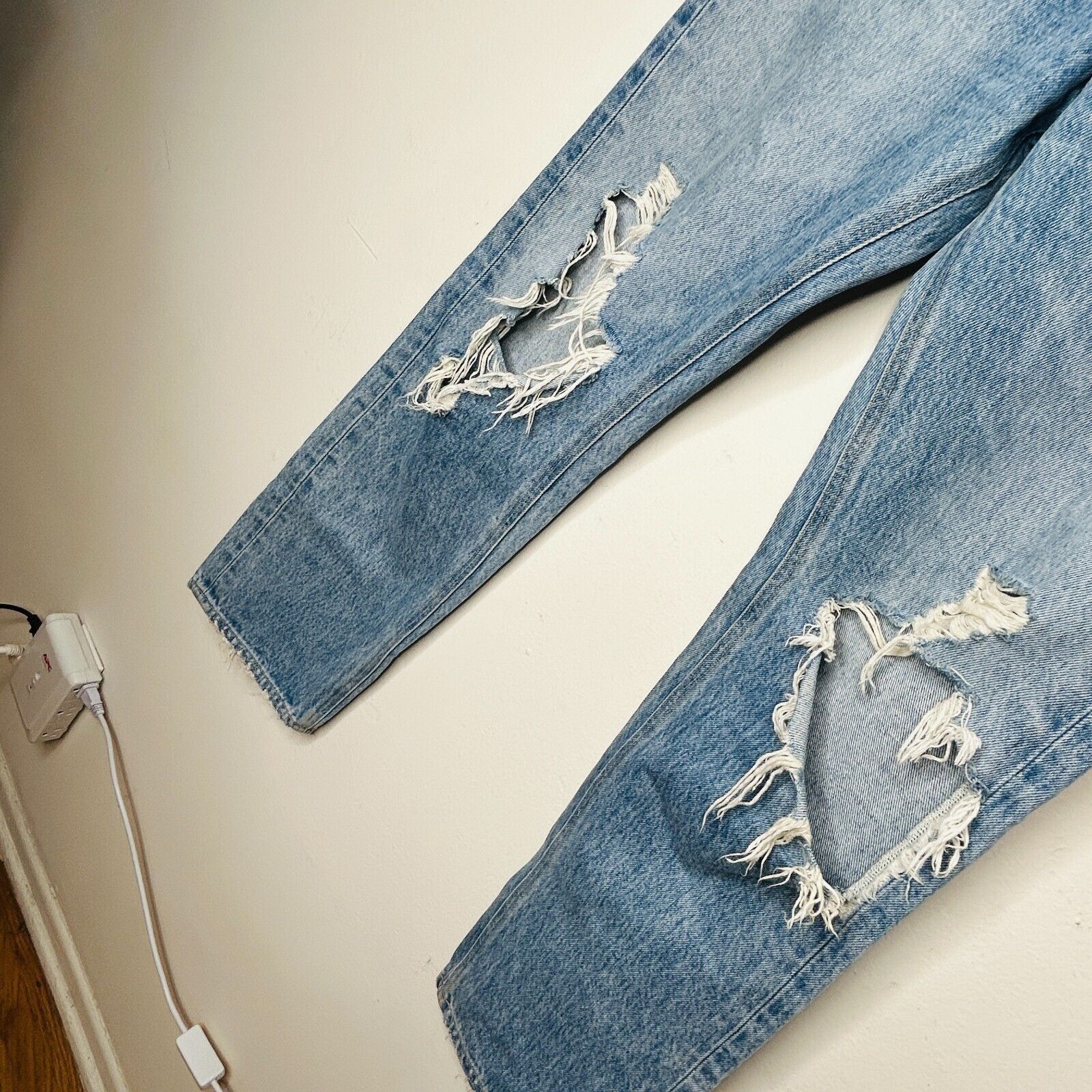 Agolde Agolde Medium Wash Mid Rise Button Fly Straight Jeans 24 Size 24" / US 00 / IT 34 - 4 Thumbnail