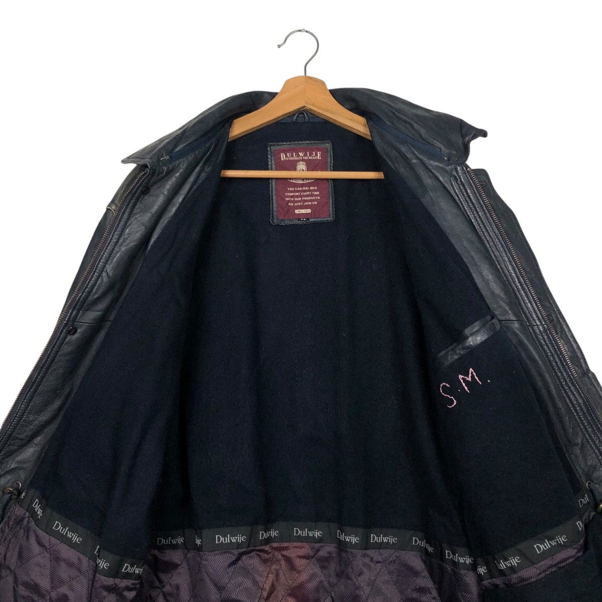 Japanese Brand × Vintage 📌Vintage Leather Jacket Dulwije Blanket Issey Miyake Pockets Size US L / EU 52-54 / 3 - 15 Thumbnail