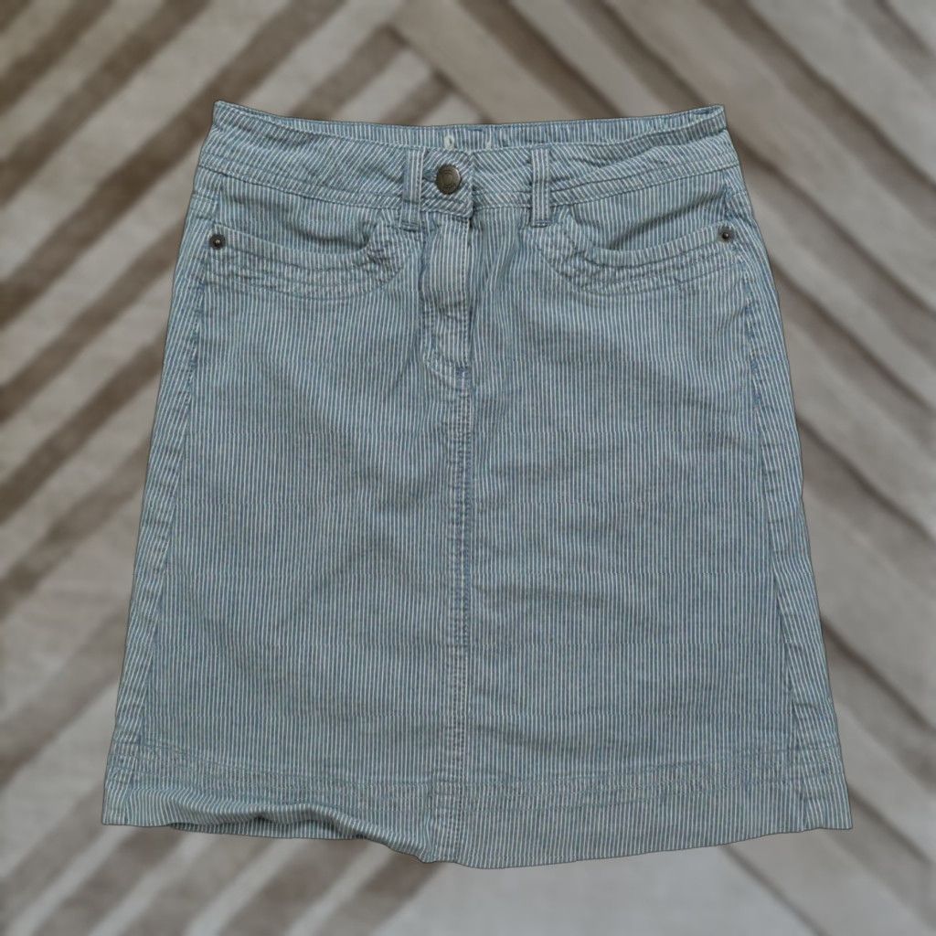 Boden Boden Skirt Womens 2 2S Blue White Hickory Striped Stretch Canvas Short Size 26" / US 2 / IT 38 - 1 Thumbnail