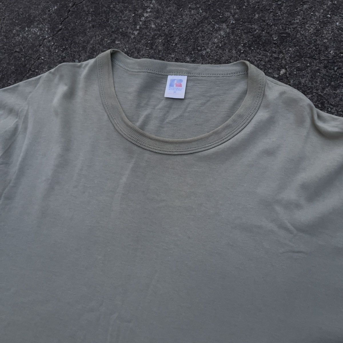 Russell Athletic × Vintage Vintage 90s Y2K RUSSELL ATHLETIC Blank Olive Shirt Size US M / EU 48-50 / 2 - 2 Thumbnail