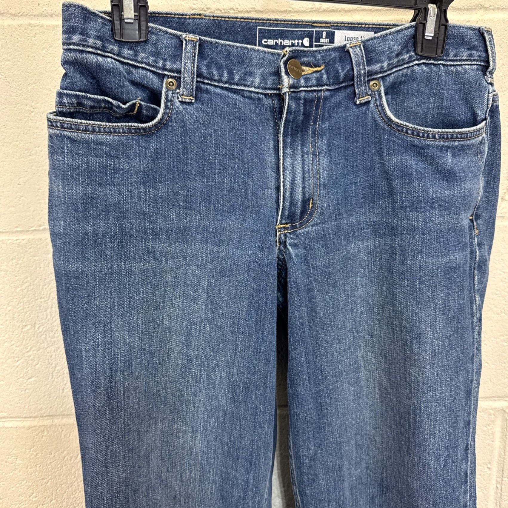 Carhartt Carhartt Jeans Women’s 8 Short Blue Denim Mid Rise Loose Fit Straight Leg 5-Pocket Zipper Button Logo Stretch Cowgirl Workwear Carhartt 102731 459 Size 40" / US 18 - 4 Thumbnail