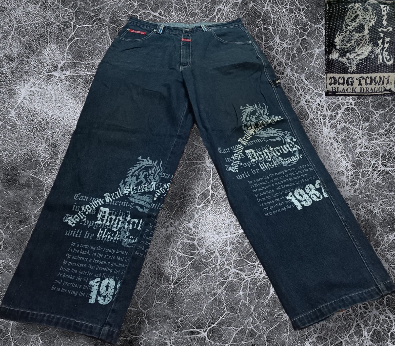 image of Dogtown Black Dragon Baggy Hip-Hop in Check, Men's (Size 38)