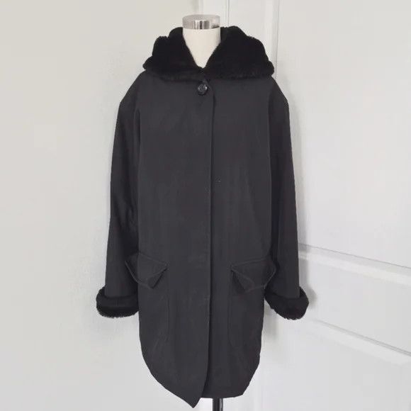 Other Larry Levine Faux Fur Trim Hooded Insulated Coat Winter Size M / US 6-8 / IT 42-44 - 2 Thumbnail