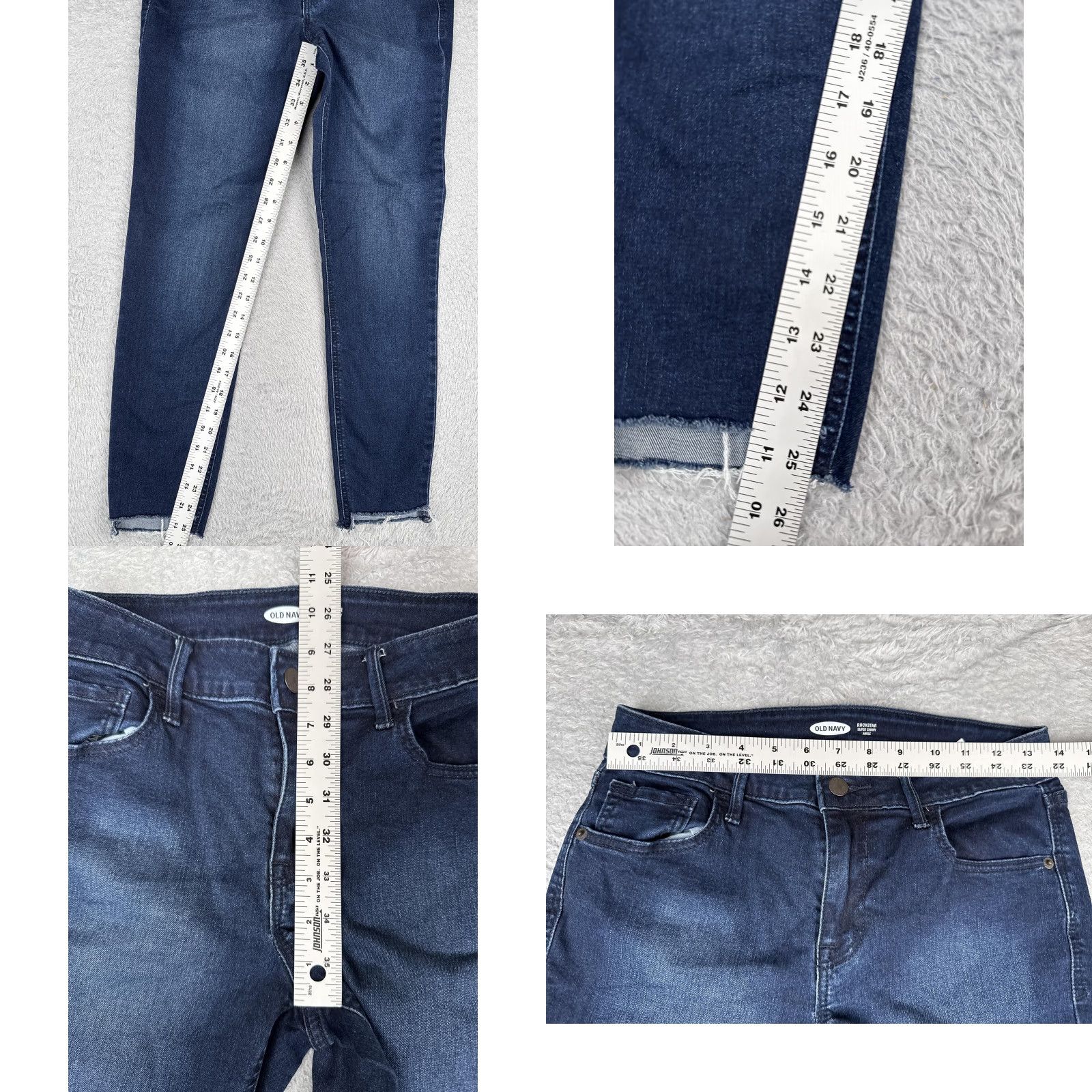 Old Navy Old Navy Jeans Womens 6 Rockstar Super Skinny Ankle Dark Wash Raw Hem Stretch Size 28" / US 6 / IT 42 - 8 Thumbnail