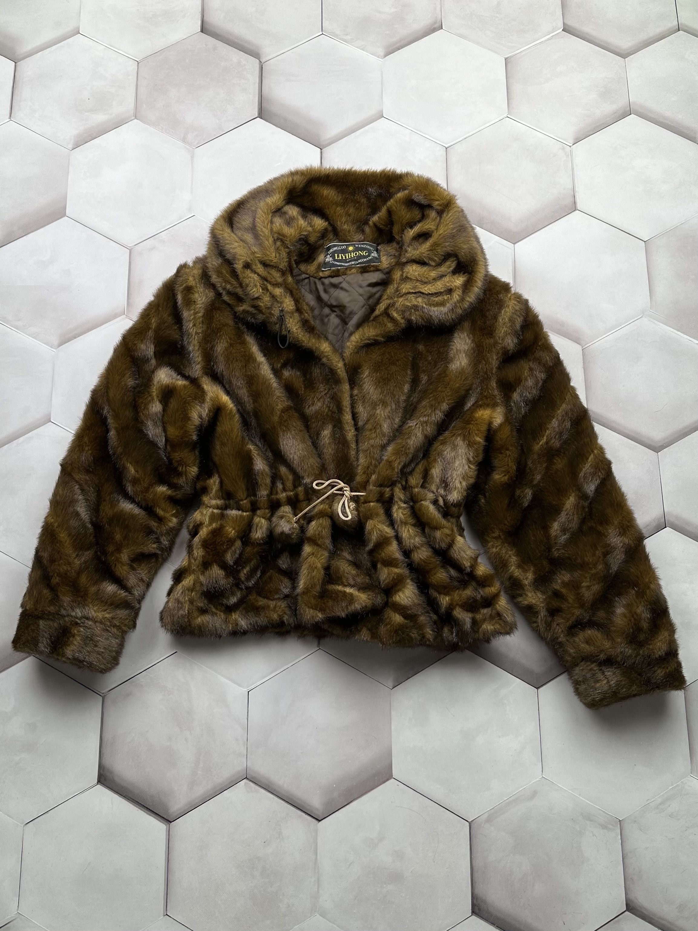 image of Mink Fur Coat Vintage Faux Fur Coat in Brown, Women's (Size Large)